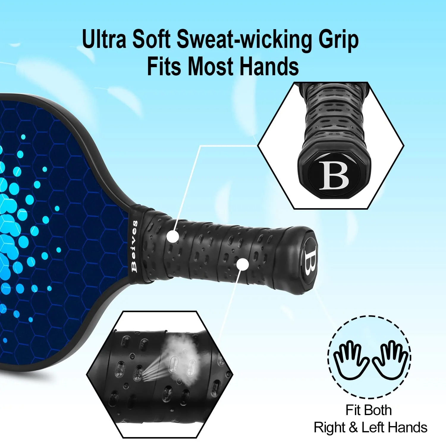 Pickleball Paddles, Fiberglass Pickleball Paddles Set of 2, Lightweight Pickleball Set with 4 Pickleballs, 1 Pickle Ball Bag, Pickle Ball Paddle for Women Men - Image 6