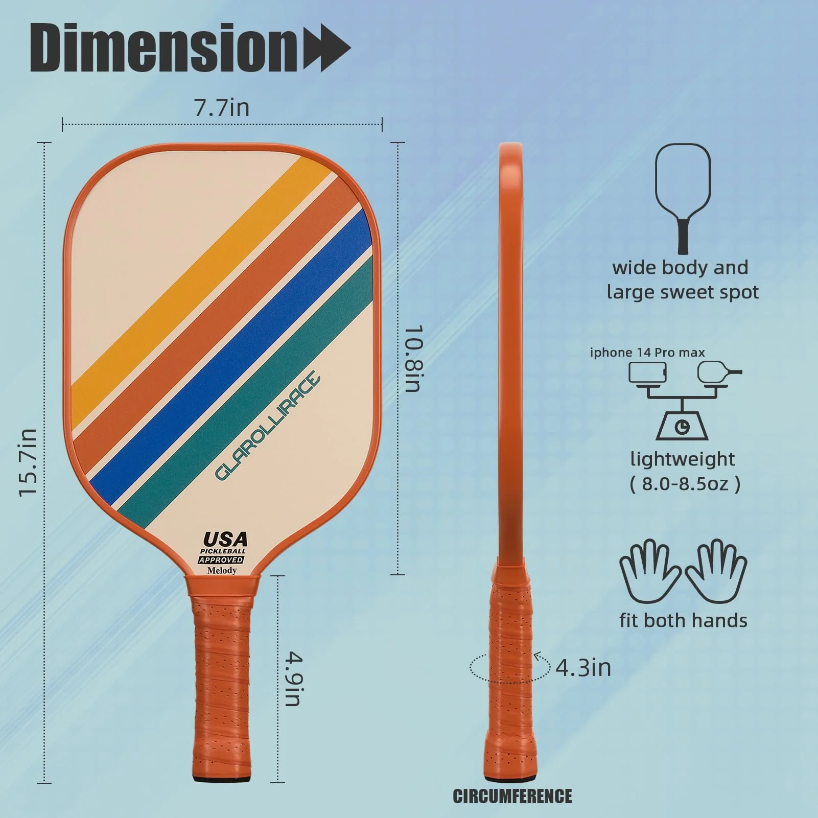 Pickleball Paddles Set of 2 Pickleball Rackets,USAPA Approved Pickleball Set of 2 Pickle Ball Paddles,Fiberglass Surface & PP Honeycomb Core,Breathable Handle,4 Indoor & Outdoor Balls,1 Duffel Bag - Image 4