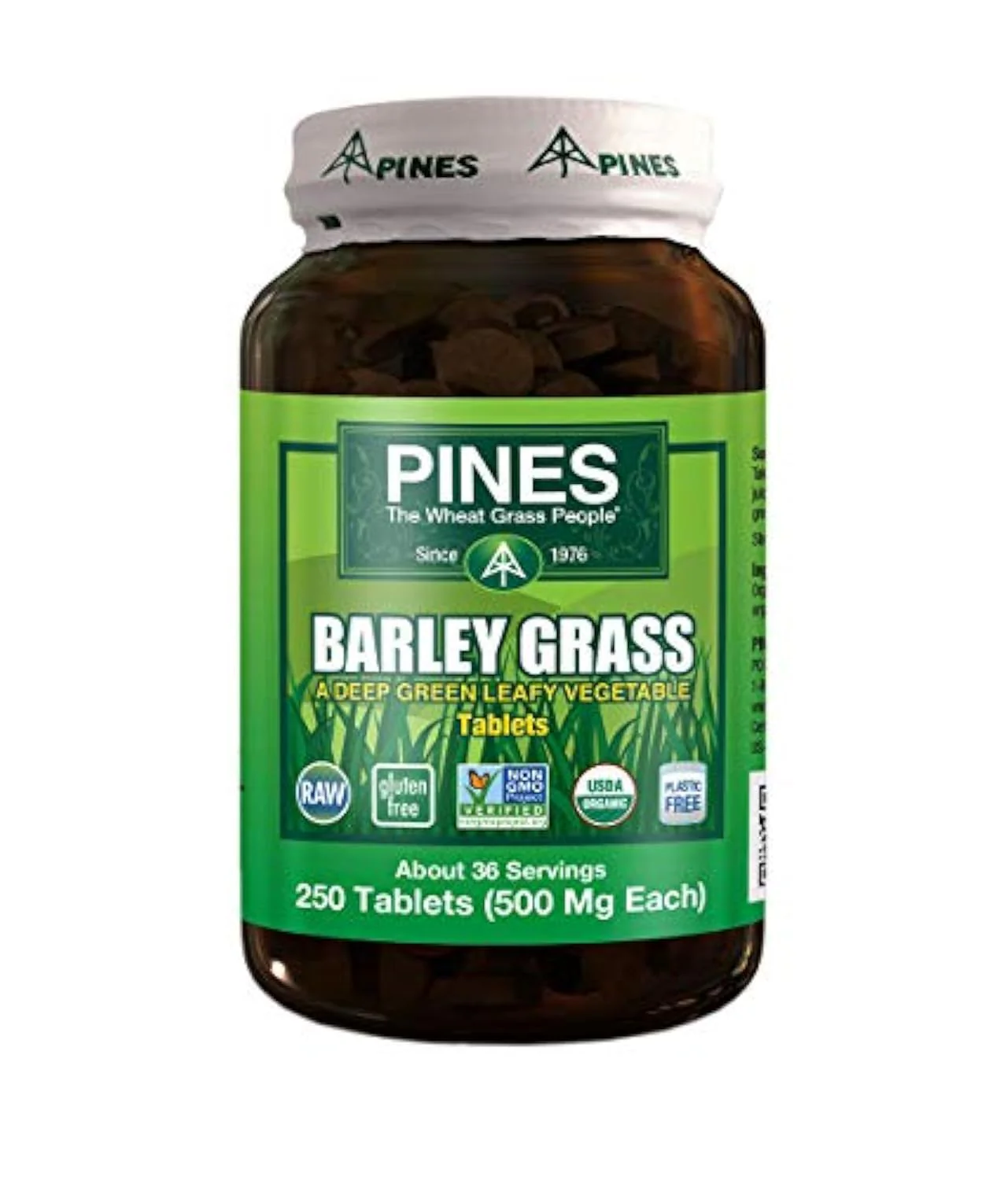 Pines Barley Grass Tablets, Brown, 250 Count