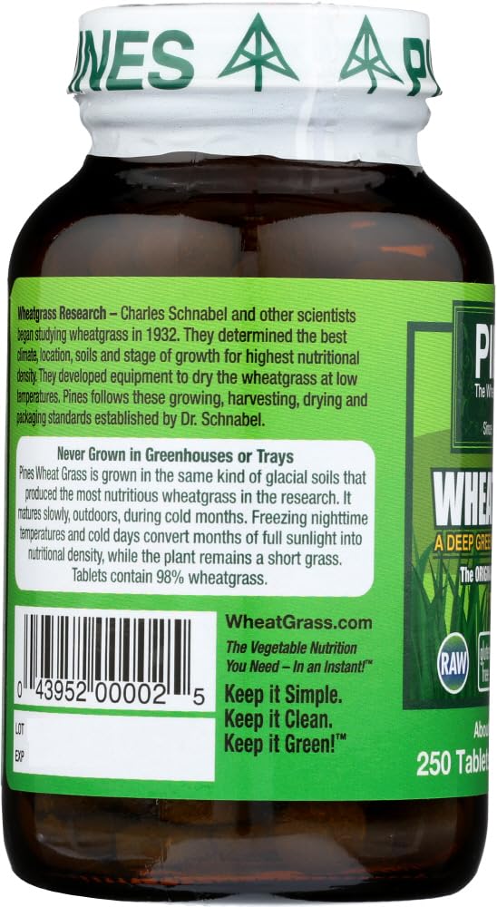 Pines International Wheat Grass - Green Superfood - Non GMO - 500 Milligram - 250 Tablets - Image 4