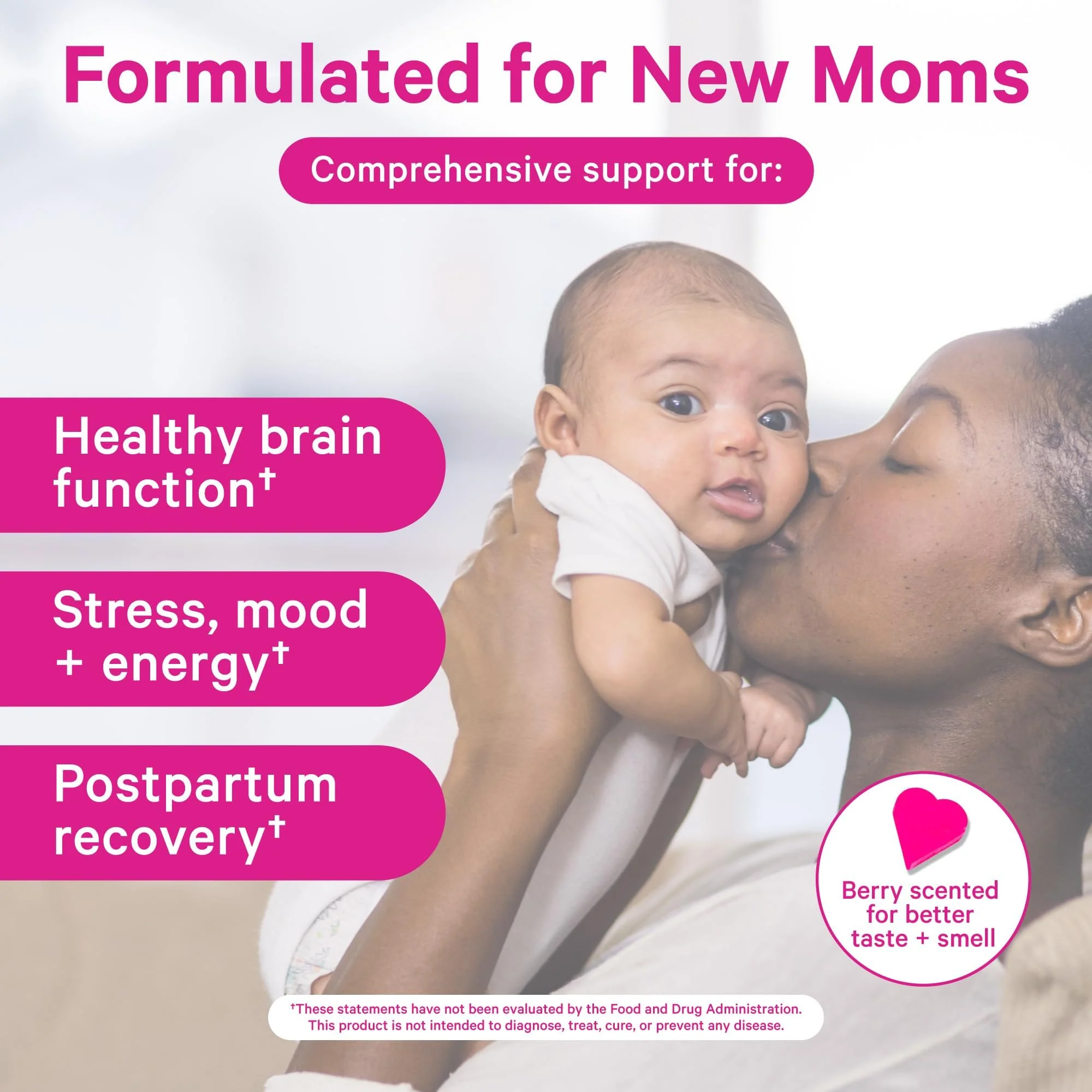 Pink Stork Total Postnatal Vitamins for Women | Vegan DHA, Iron, Folate, B12 | Postpartum Recovery Essentials | Lactation Support for Breastfeeding Moms | Third-Party Tested - 60 Capsules, Berry - Image 5