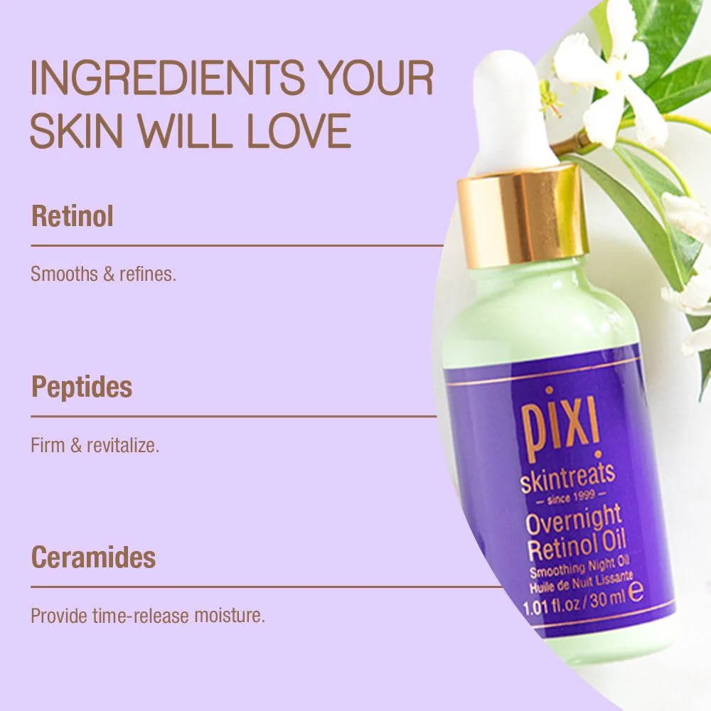 Pixi Beauty Overnight Retinol Oil | Smoothing Night Oil | Peptides Help Firm & Revitalize Skin | Improves Appearance of Fine Lines | 1.01 Fl Oz - Image 6