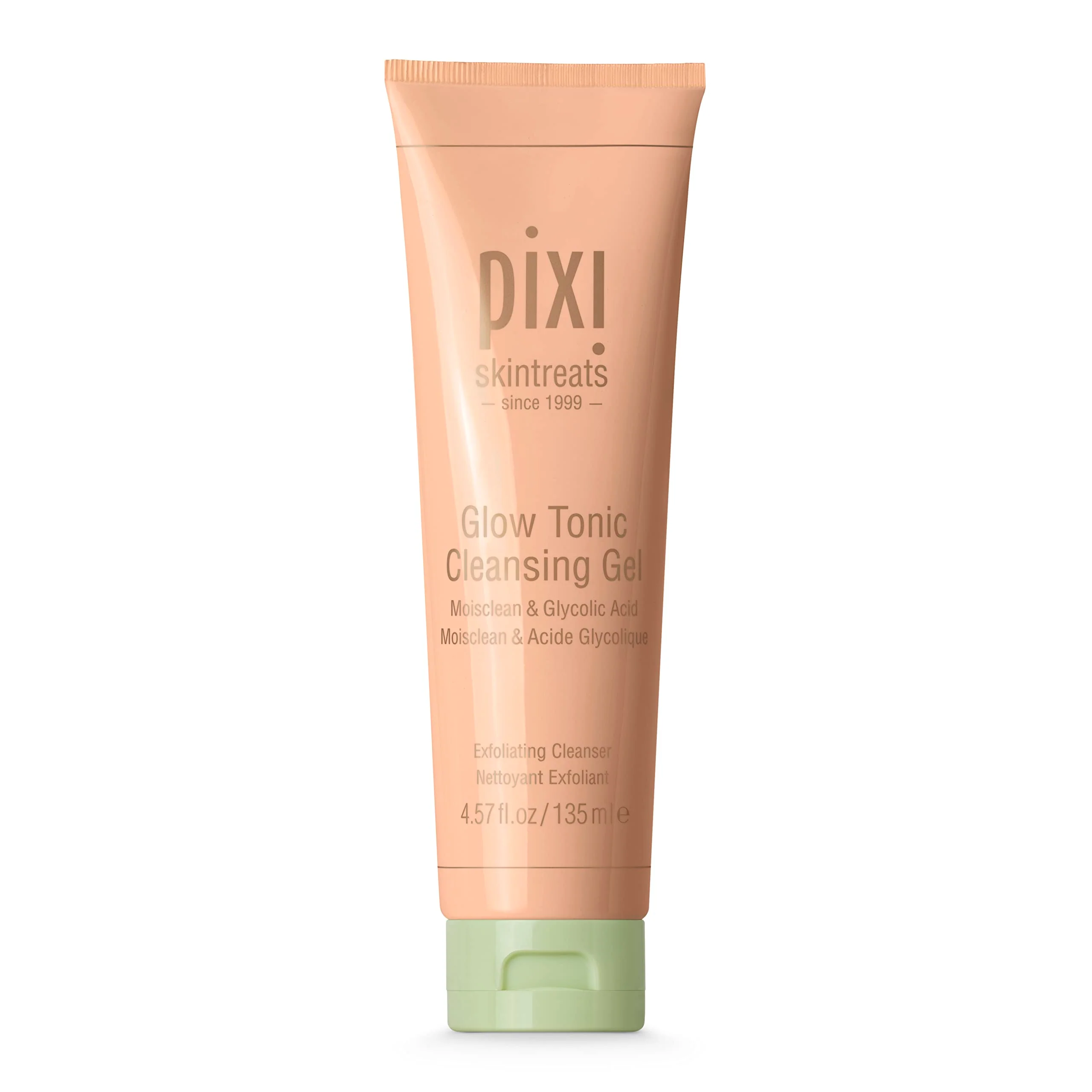 Pixi Glow Tonic Cleansing Gel | Glycolic Acid Facial Cleanser | Gently Exfoliates, Tones & Energizes Skin | With Ginseng, Aloe & Horse Chestnut | 4.57 fl oz/135ml