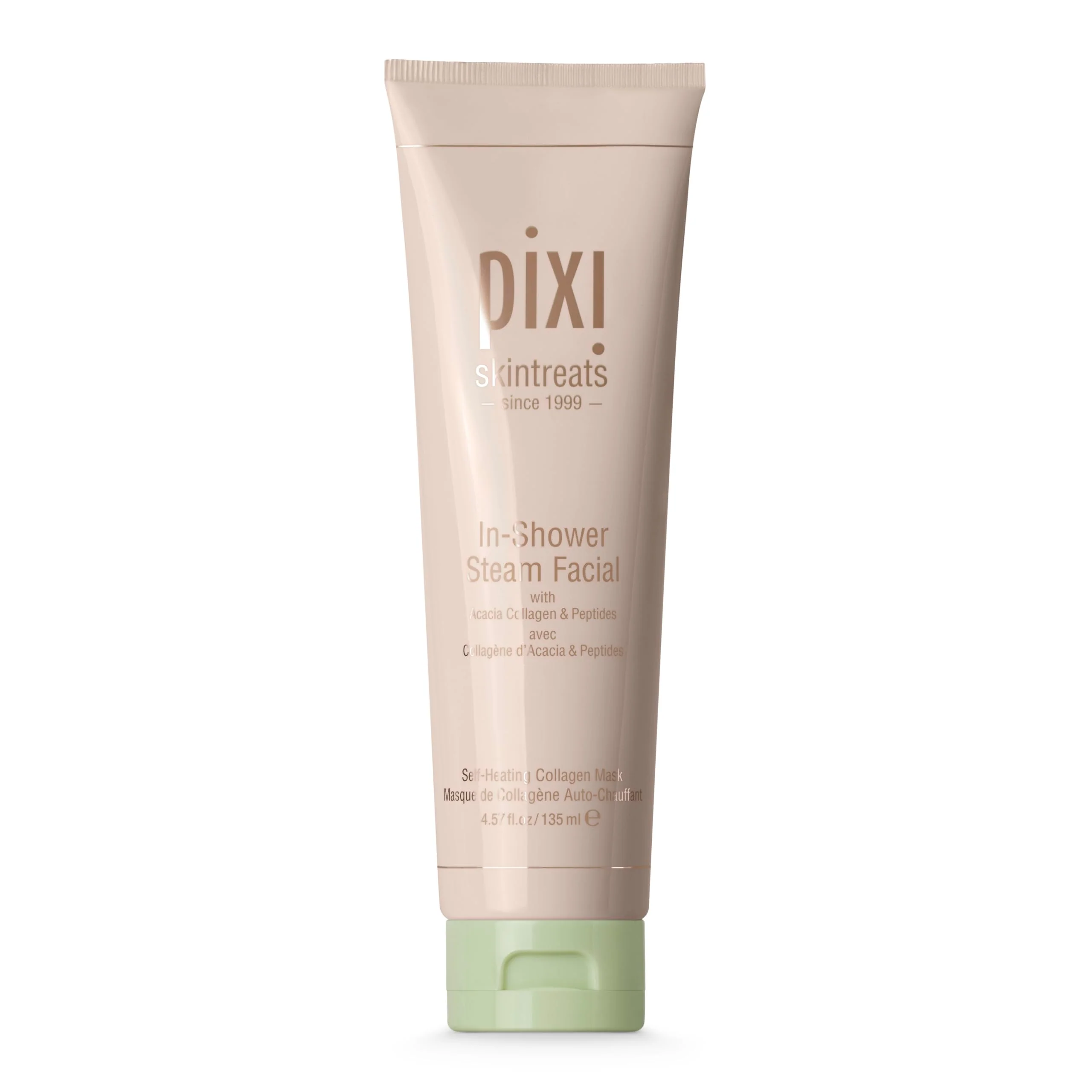 Pixi In-Shower Steam Facial | Gel-to Oil Cleanser for Radiant Skin | Deeply Nourishes, Softens & Tones | Self-heating for Use in Shower or Bath | 4.6 fl oz/ 135 ml