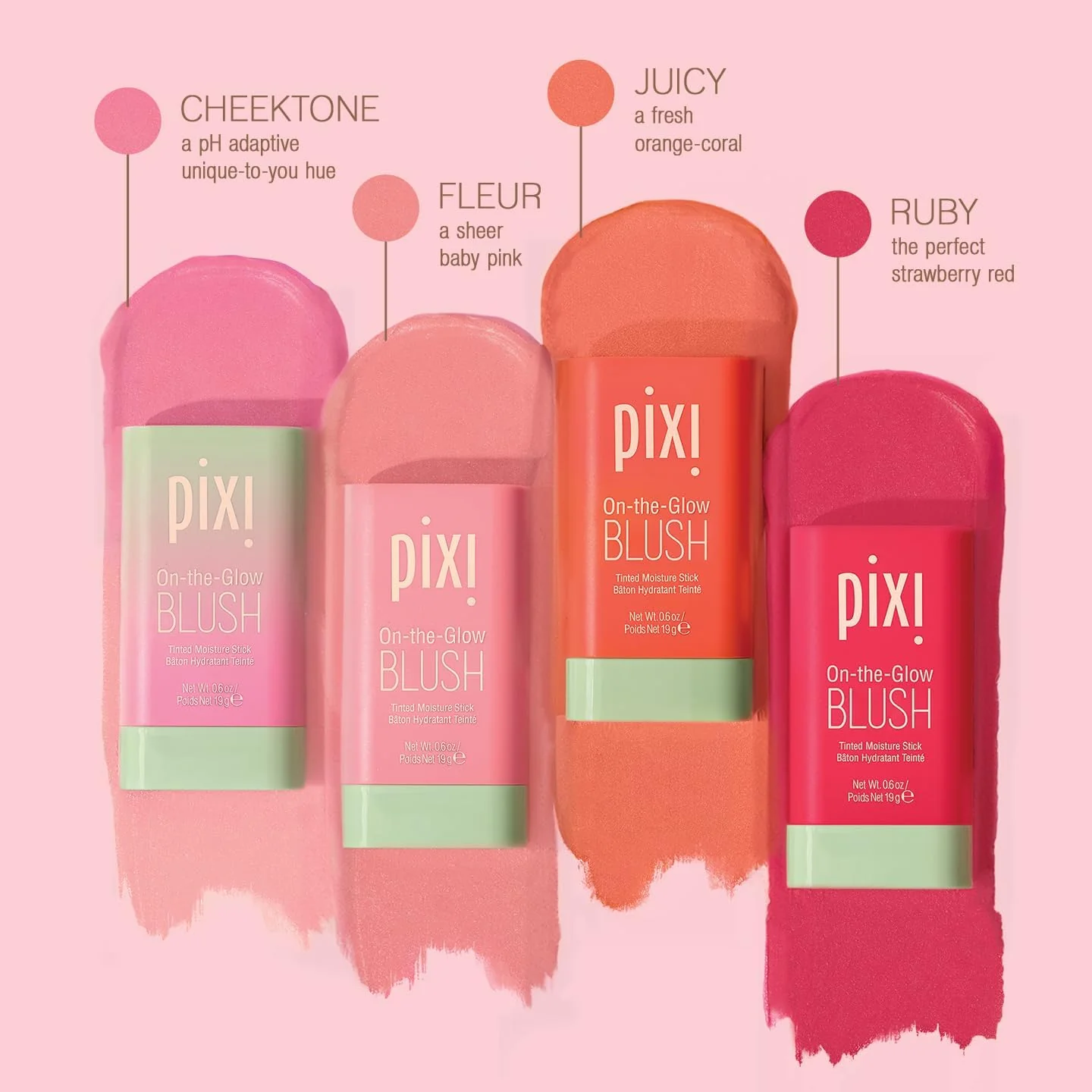 Pixi On-the-Glow Blush - Fleur, Hydrating Tinted Moisture Blush Stick with Ginseng, Aloe Vera & Fruit Extracts, For Cheeks & Lips, 19g / 0.6oz, Paraben-Free - Image 5