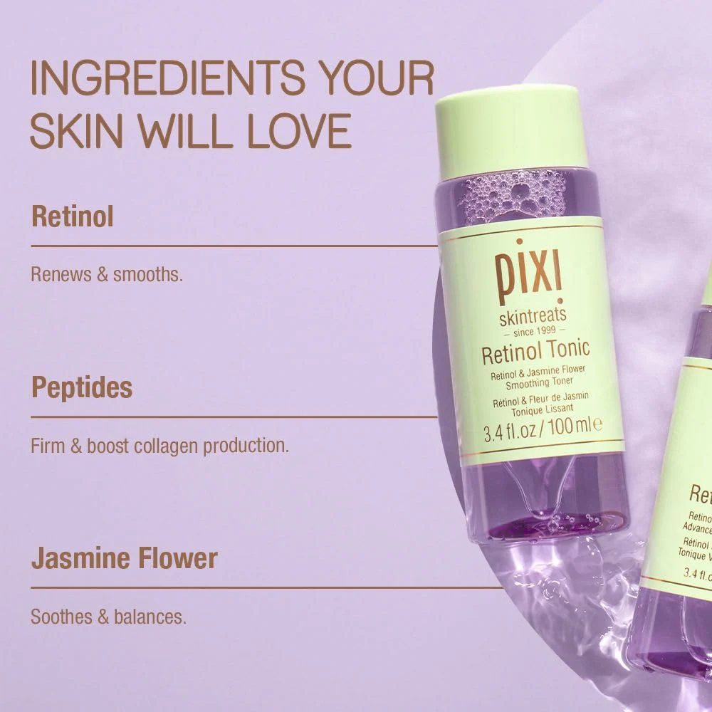 Pixi Retinol Tonic, Smoothing & Firming Facial Toner, Enhanced with Peptides to Boost Collagen Production, Alcohol-Free Daily Rejuvenating Toner, 100ml/ 3.4 fl oz - Image 7