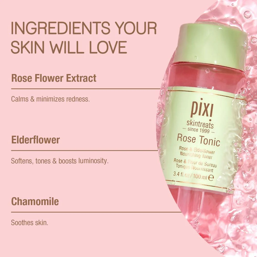 Pixi Rose Tonic Rose Hydrosol Toner Hydrates Skin, Minimize Redness, Rehydrates and Replenishes, 100mL/ 3.4 fl oz - Image 6