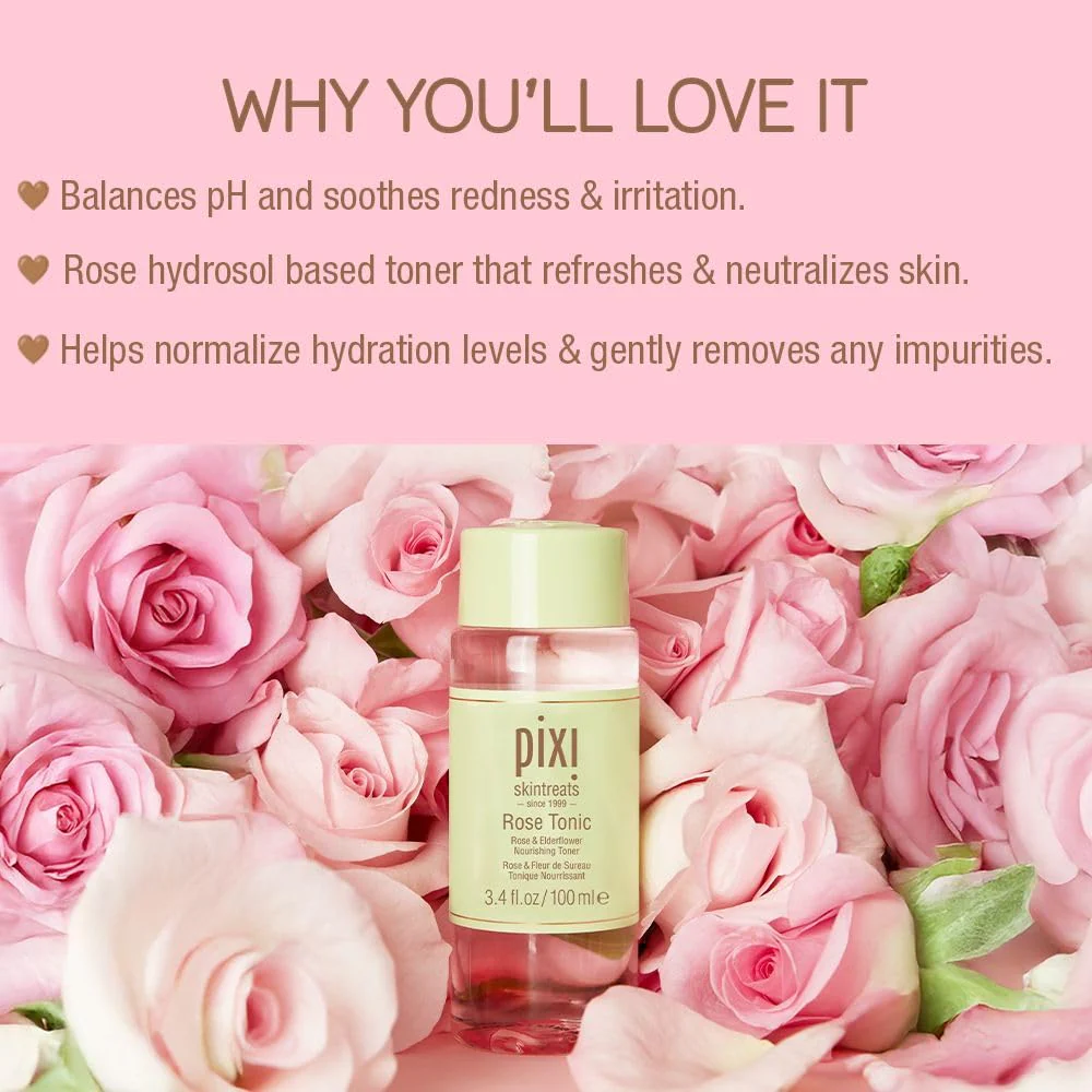 Pixi Rose Tonic Rose Hydrosol Toner Hydrates Skin, Minimize Redness, Rehydrates and Replenishes, 100mL/ 3.4 fl oz - Image 8