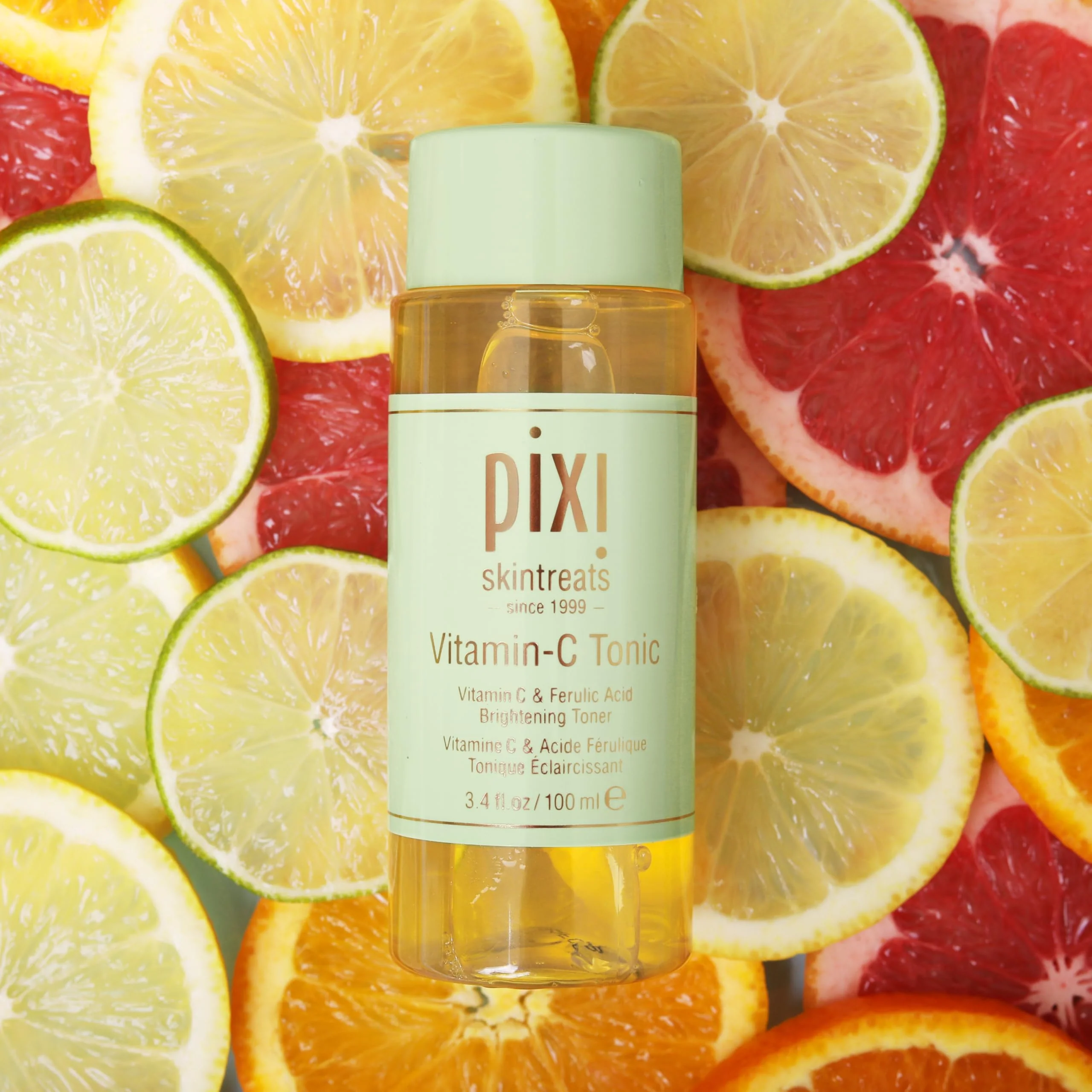 Pixi Vitamin-C Tonic,Brightening & Soothing Facial Toner, Boost Skin Luminosity, Infused with Vitamin-C & Ferulic Acid, Alcohol Free Daily Toner, 100ml / 3.4fl oz Travel Size Skin Care - Image 3