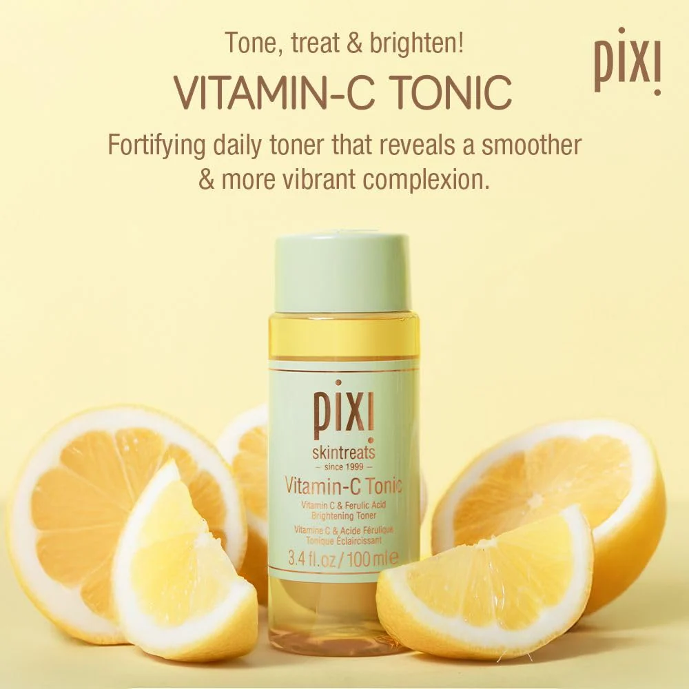 Pixi Vitamin-C Tonic,Brightening & Soothing Facial Toner, Boost Skin Luminosity, Infused with Vitamin-C & Ferulic Acid, Alcohol Free Daily Toner, 100ml / 3.4fl oz Travel Size Skin Care - Image 9