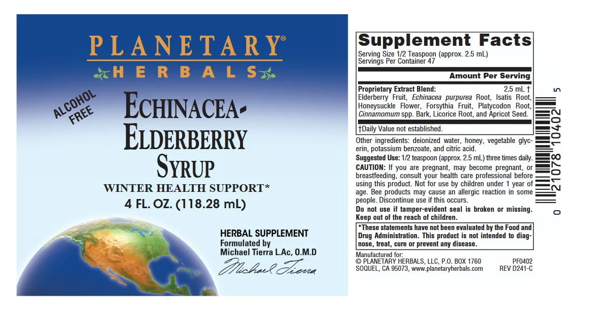 Planetary Herbals Echinacea-Elderberry Syrup , 4 fl oz (128.28 ml) - Image 3