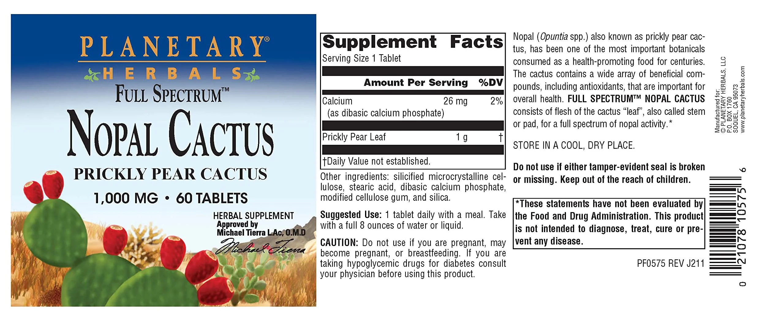 Planetary Herbals Full Spectrum Nopal Cactus 1000mg Prickly Pear Cactus Antioxidant - 100% Natural - 60 Tablets - Image 4