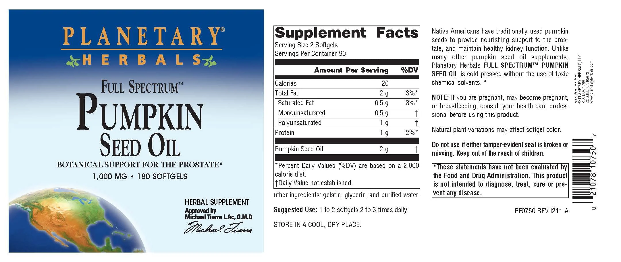 Planetary Herbals Full Spectrum Pumpkin Seed Oil, Botanical Support for The Prostate*, 1,000 mg - 180 Count - Image 4