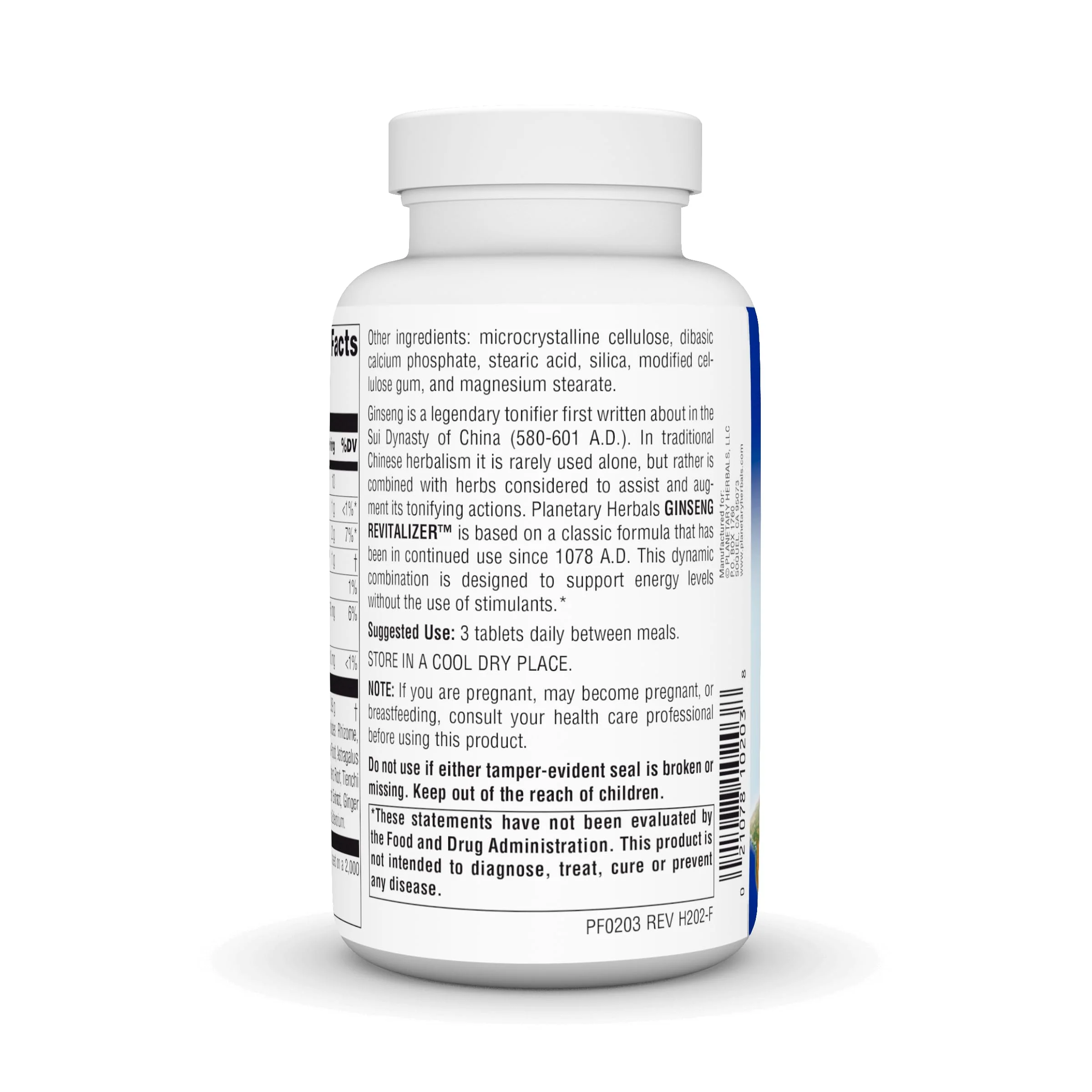 Planetary Herbals Ginseng Revitalizer, 964 mg, Tablets, 180 Tablets - Image 3