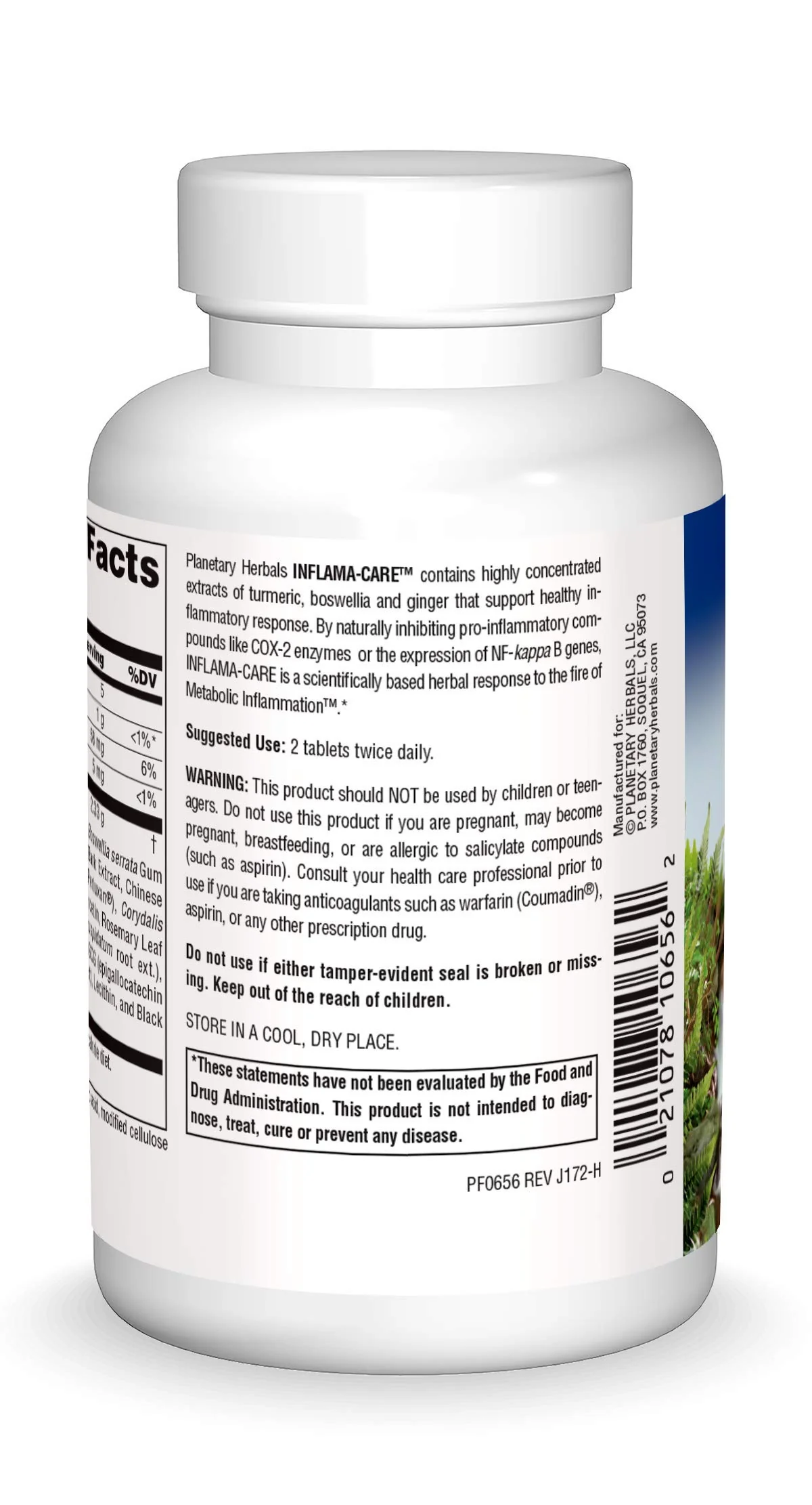 Planetary Herbals Inflama-Care 1165mg Turmeric/Boswellia Complex - 120 Tablets - Image 2