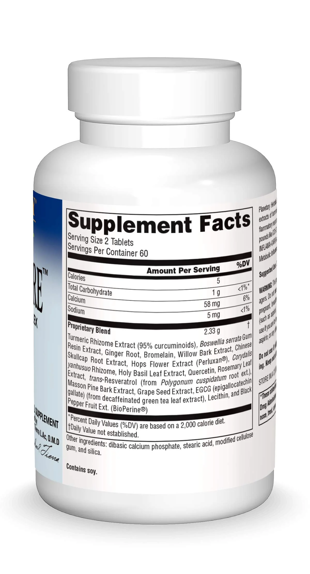 Planetary Herbals Inflama-Care 1165mg Turmeric/Boswellia Complex - 120 Tablets - Image 3