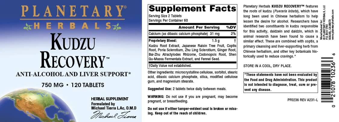 Planetary Herbals Kudzu Recovery 750 mg Anti-Alcohol and Liver Support - 120 Tablet - Image 3