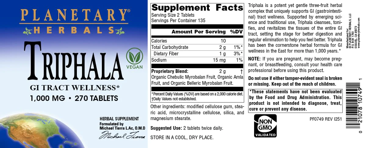 Planetary Herbals Triphala 1000mg - 270 Tablets - Image 5
