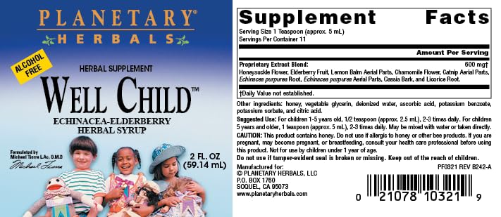 Planetary Herbals Well Child, Alcohol Free, Echinacea-Elderberry Herbal Syrup - 2 Fluid oz - Image 3