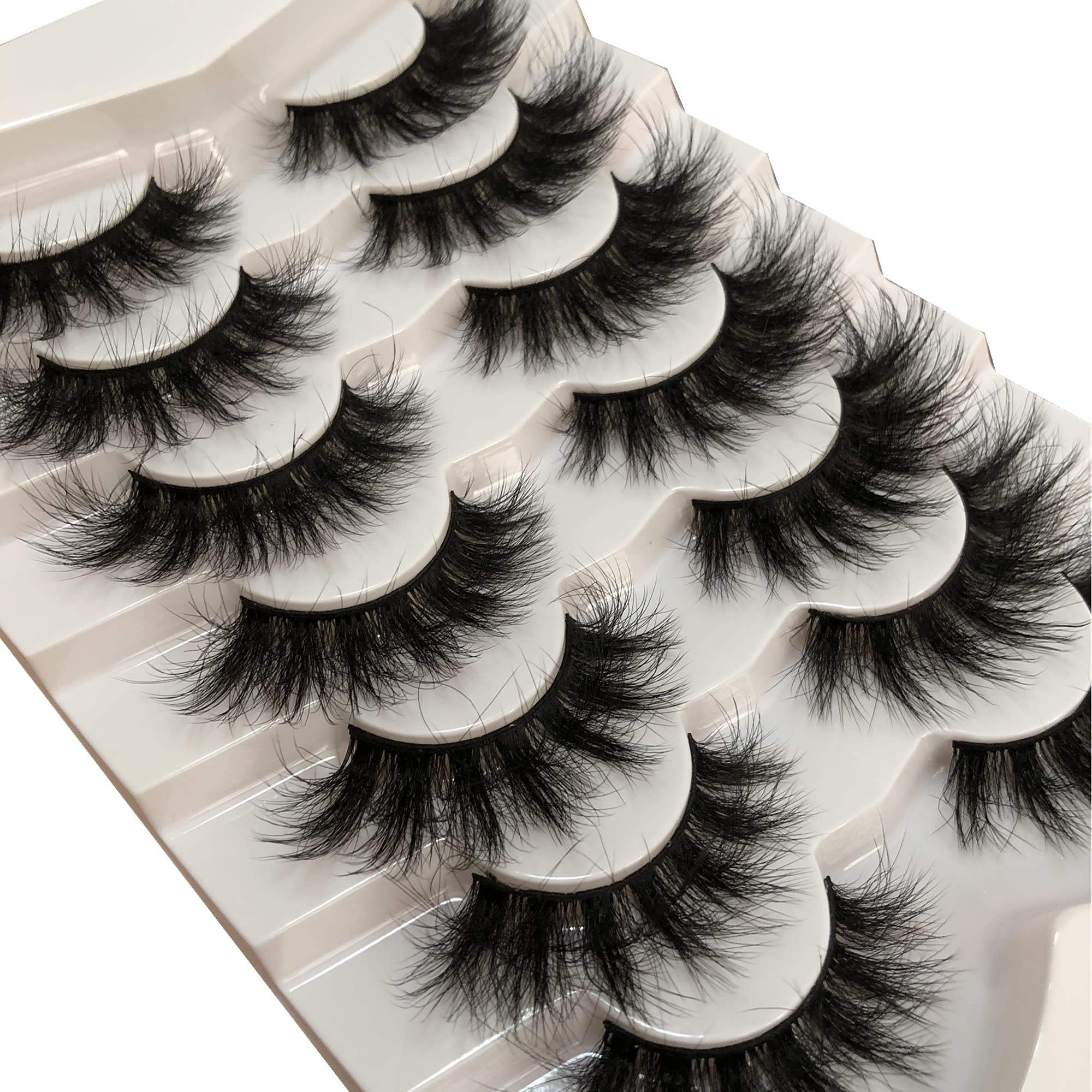 Pooplunch False Eyelashes Faux Mink Lashes Cat-Eye Look 18MM Wispy Long 8D Volume Fake Eyelash Strips 7 Pairs Pack - Image 2
