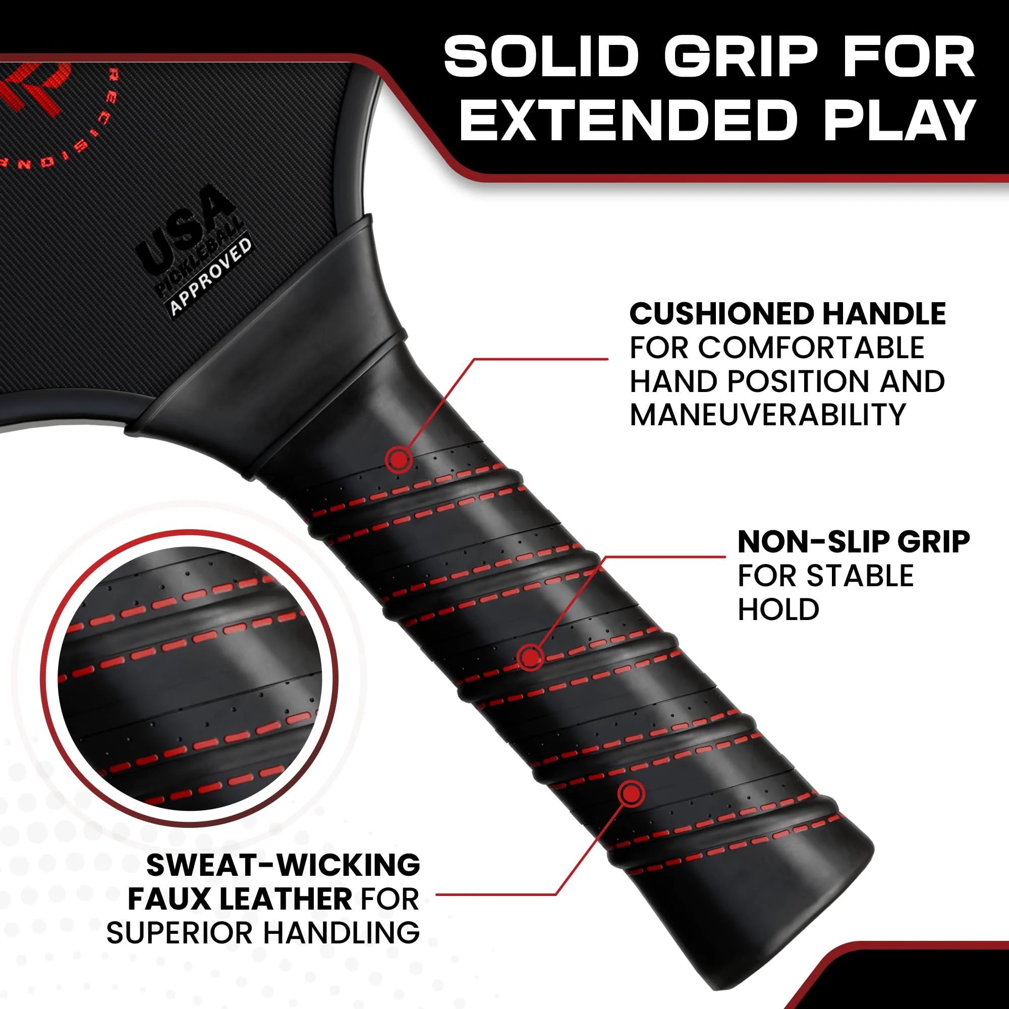 Precision Pro Premium T700 Carbon Fiber Pickleball Paddle- 14mm Pickleball Paddles Set of 2 w/Unique Design Handles & Indoor Outdoor Pickleball Balls - Comfortable Pickleball Paddle Grip, USA Approved - Image 5