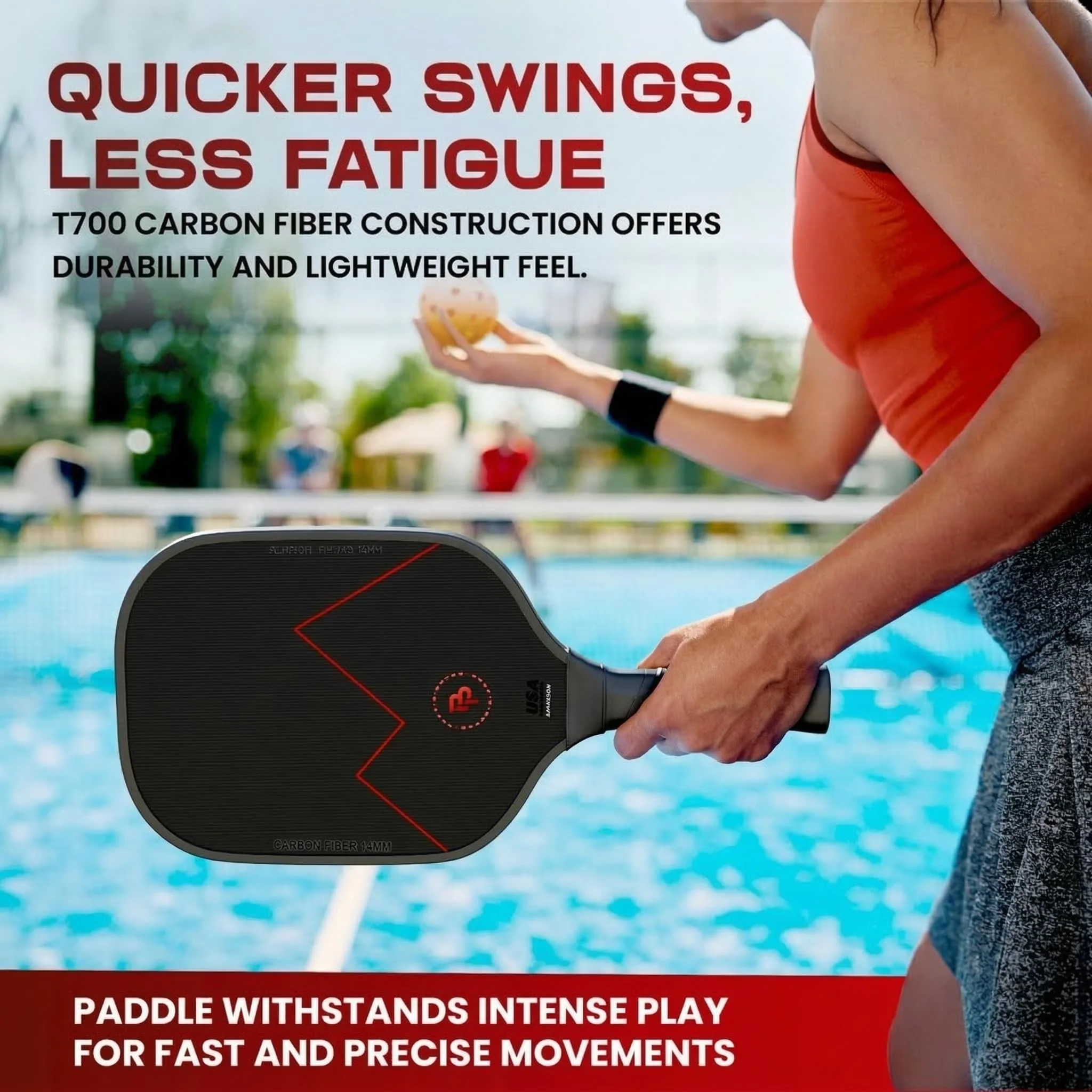 Precision Pro Premium T700 Carbon Fiber Pickleball Paddle- 14mm Pickleball Paddles Set of 2 w/Unique Design Handles & Indoor Outdoor Pickleball Balls - Comfortable Pickleball Paddle Grip, USA Approved - Image 7