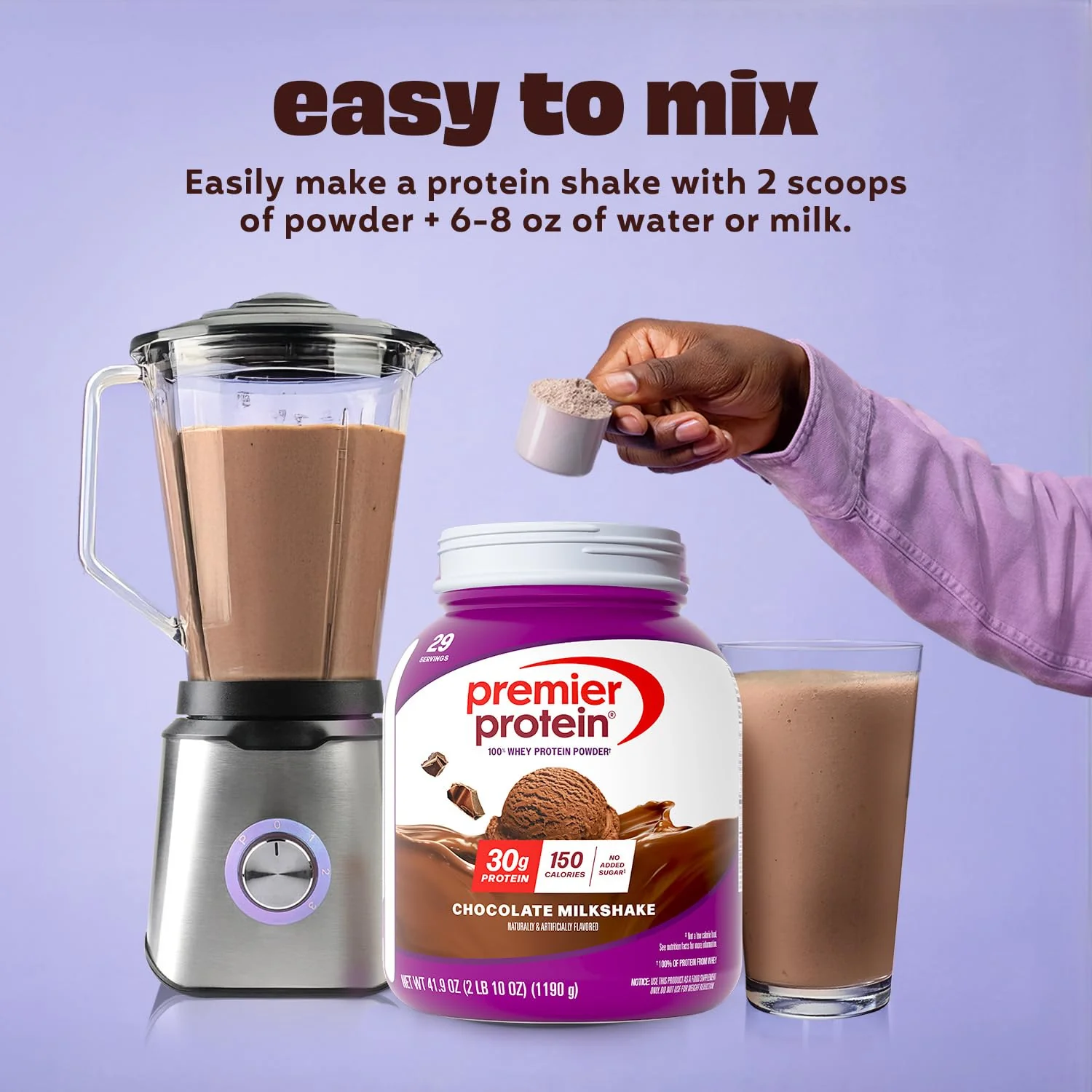 Premier Protein Powder, Chocolate Milkshake, 30g Protein, No Added Sugar, 100% Whey Protein, Keto Friendly, Soy & Gluten Free, 24.5 oz (17 Servings) - Image 4