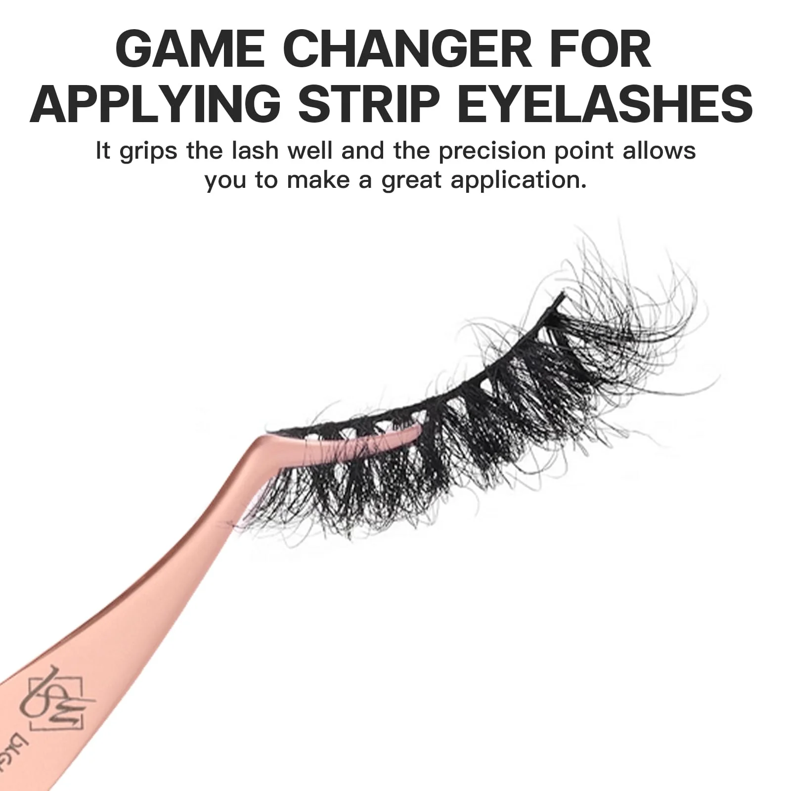 Pretty memory Eyelash Applicator Tool Stainless Steel Lash Tweezers Curved Eyelash Tweezers for Easy Lash Application and Removal, Rose Gold - Image 6