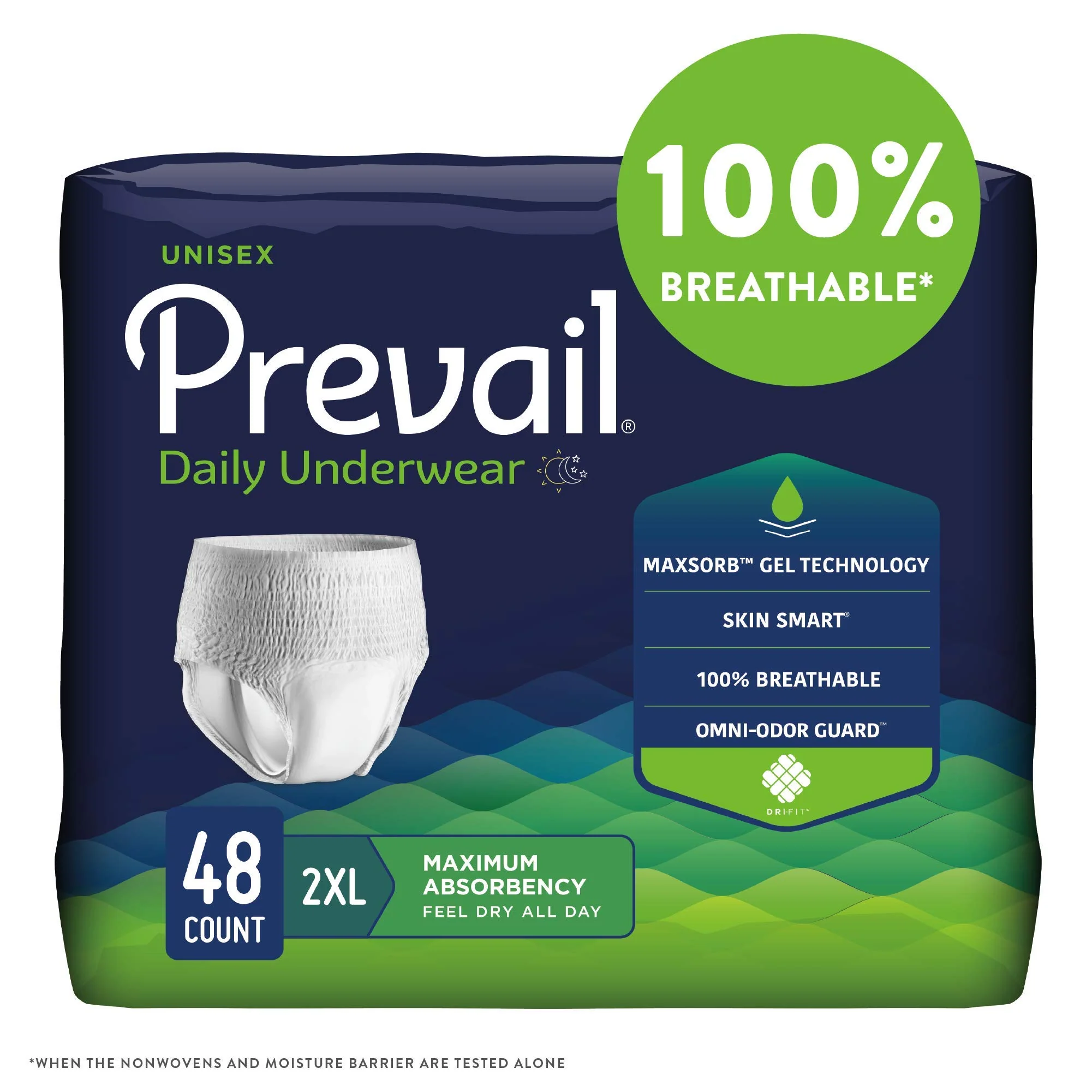 Prevail Daily Protective Underwear - Unisex Adult Incontinence Underwear - Disposable Adult Diaper for Men & Women - Maximum Absorbency - XX-Large - 12 Count (Pack of 4) - Image 6