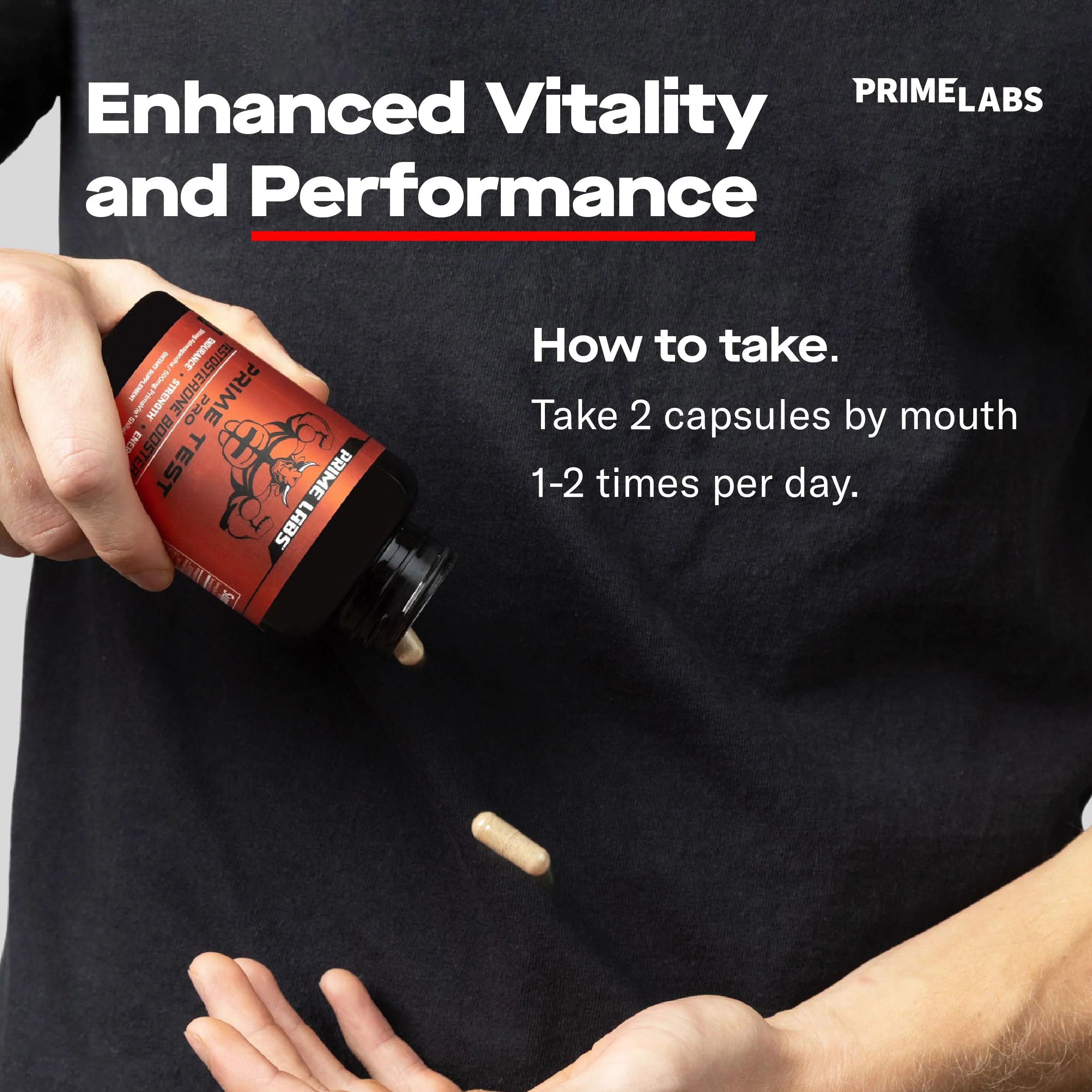 Prime Labs Prime Test Pro - Testosterone Supplement for Men - Test, Vitality, & Energy Booster - with Ashwagandha, PrimaVie Shilajit Extract, & DIM - 60 Capsules - Image 4