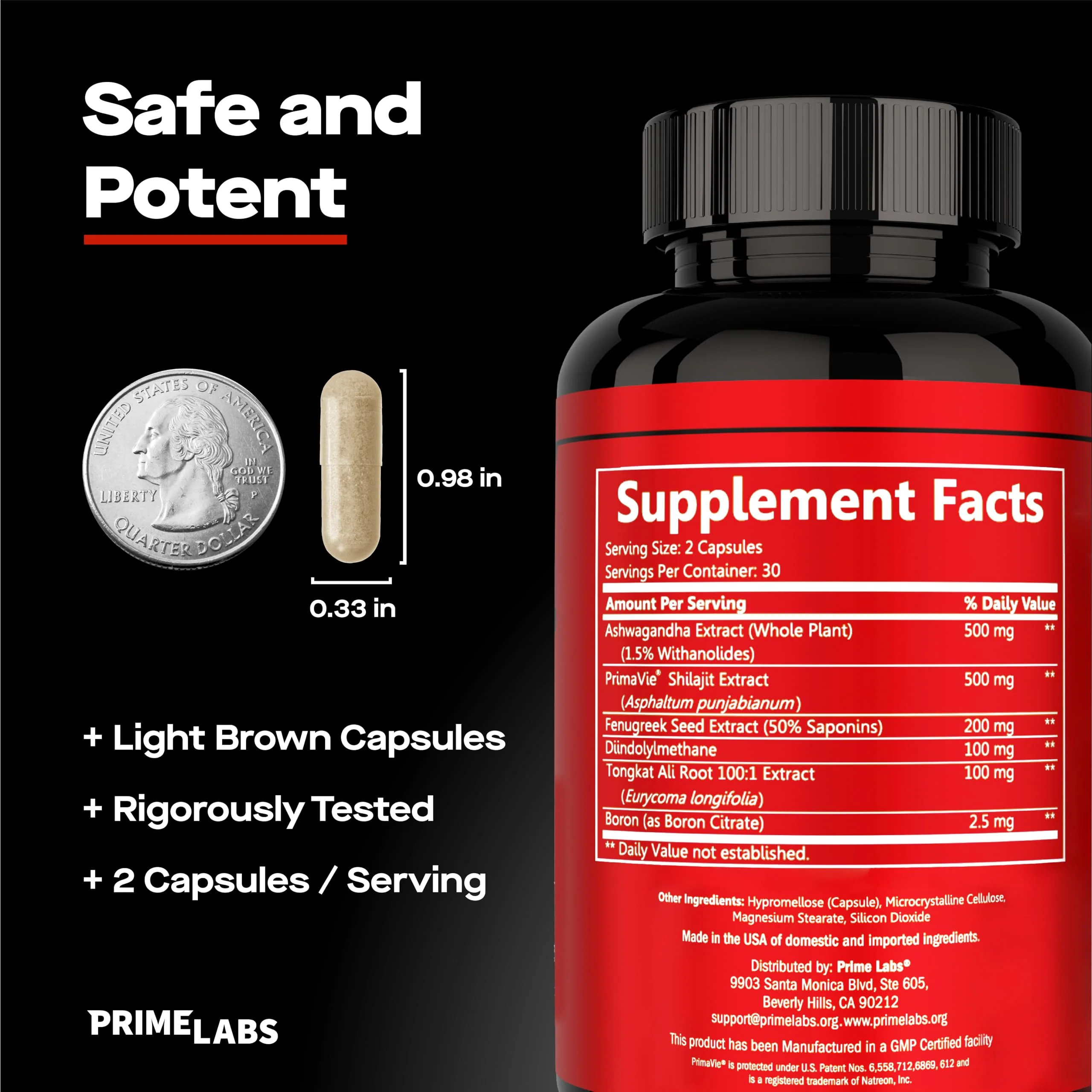 Prime Labs Prime Test Pro - Testosterone Supplement for Men - Test, Vitality, & Energy Booster - with Ashwagandha, PrimaVie Shilajit Extract, & DIM - 60 Capsules - Image 6