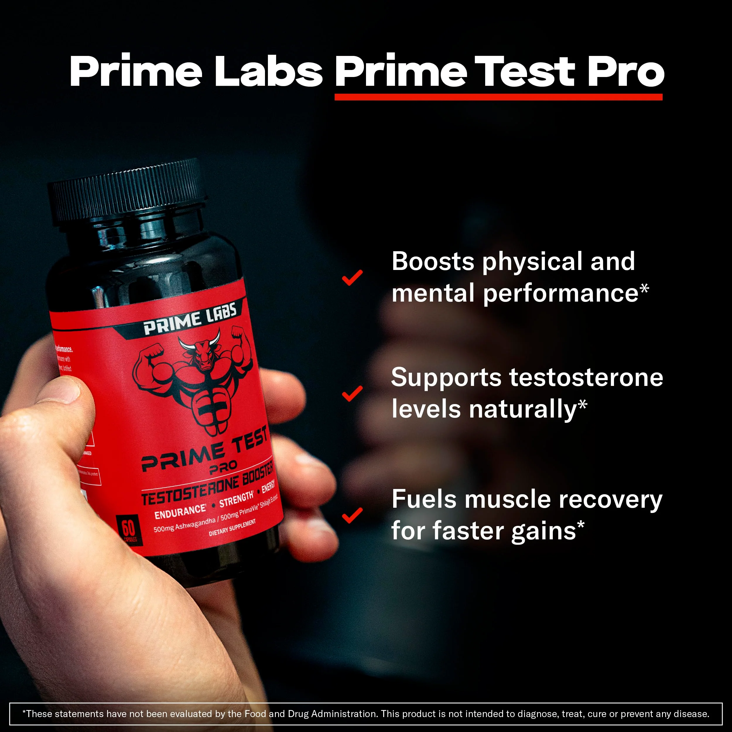 Prime Labs Prime Test Pro - Testosterone Supplement for Men - Test, Vitality, & Energy Booster - with Ashwagandha, PrimaVie Shilajit Extract, & DIM - 60 Capsules - Image 9