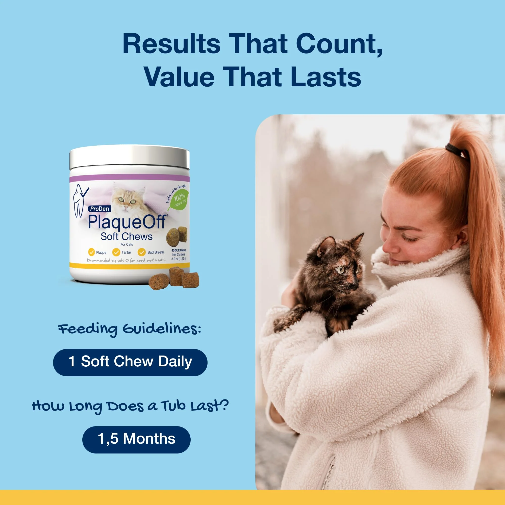 ProDen PlaqueOff Soft Chews with Natural Kelp - for All Breed Cats - Supports Normal, Healthy Teeth, Gums, and Breath Odor in Cats - 45 Soft Chews - Image 4