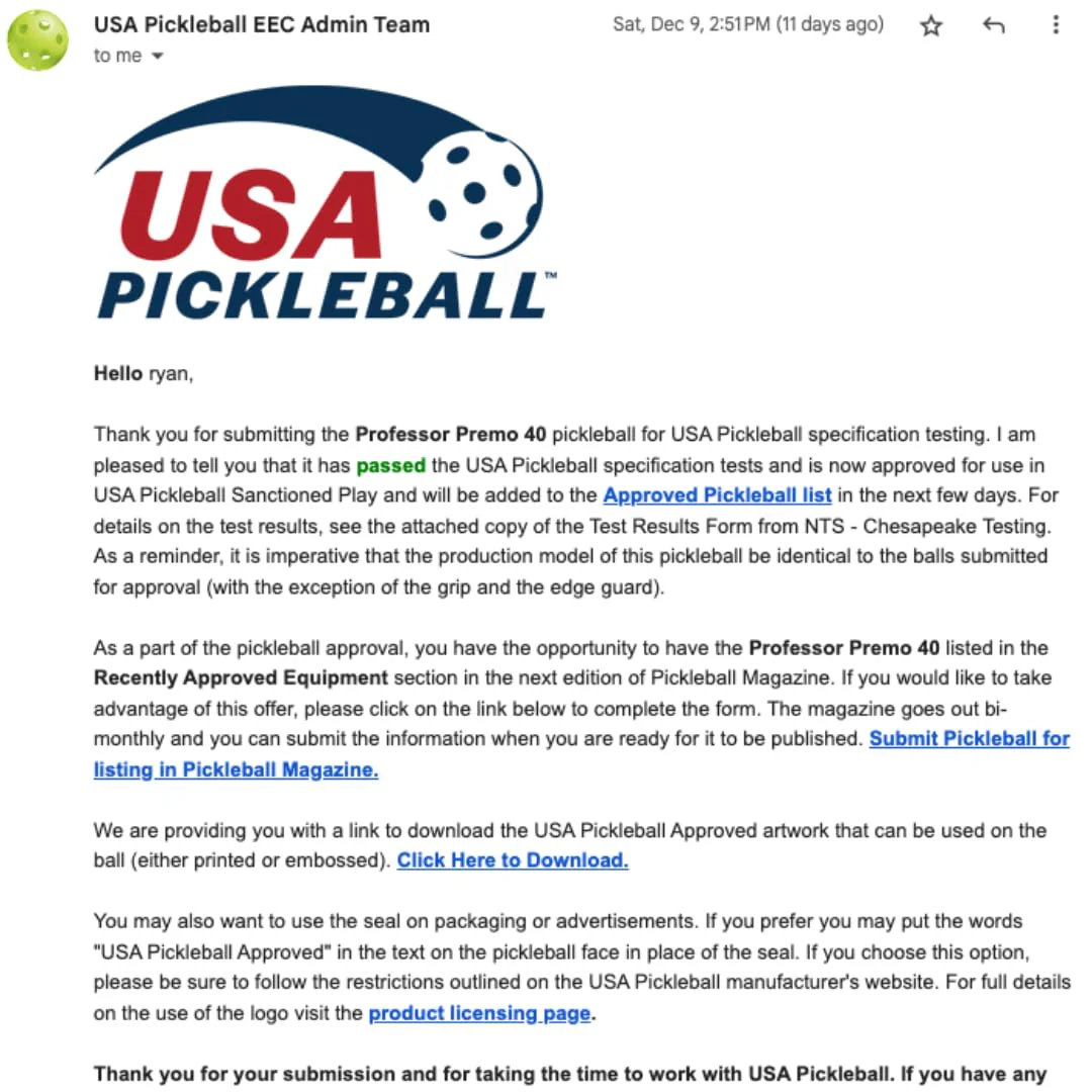 Professor Pickleball PREMO40 Outdoor Pickleball Balls - Tournament Grade USAPA Approved Pickleball Balls - 4 Pack of pickleballs, 12 Pack, 36 Pack, 100 Pack - Image 2