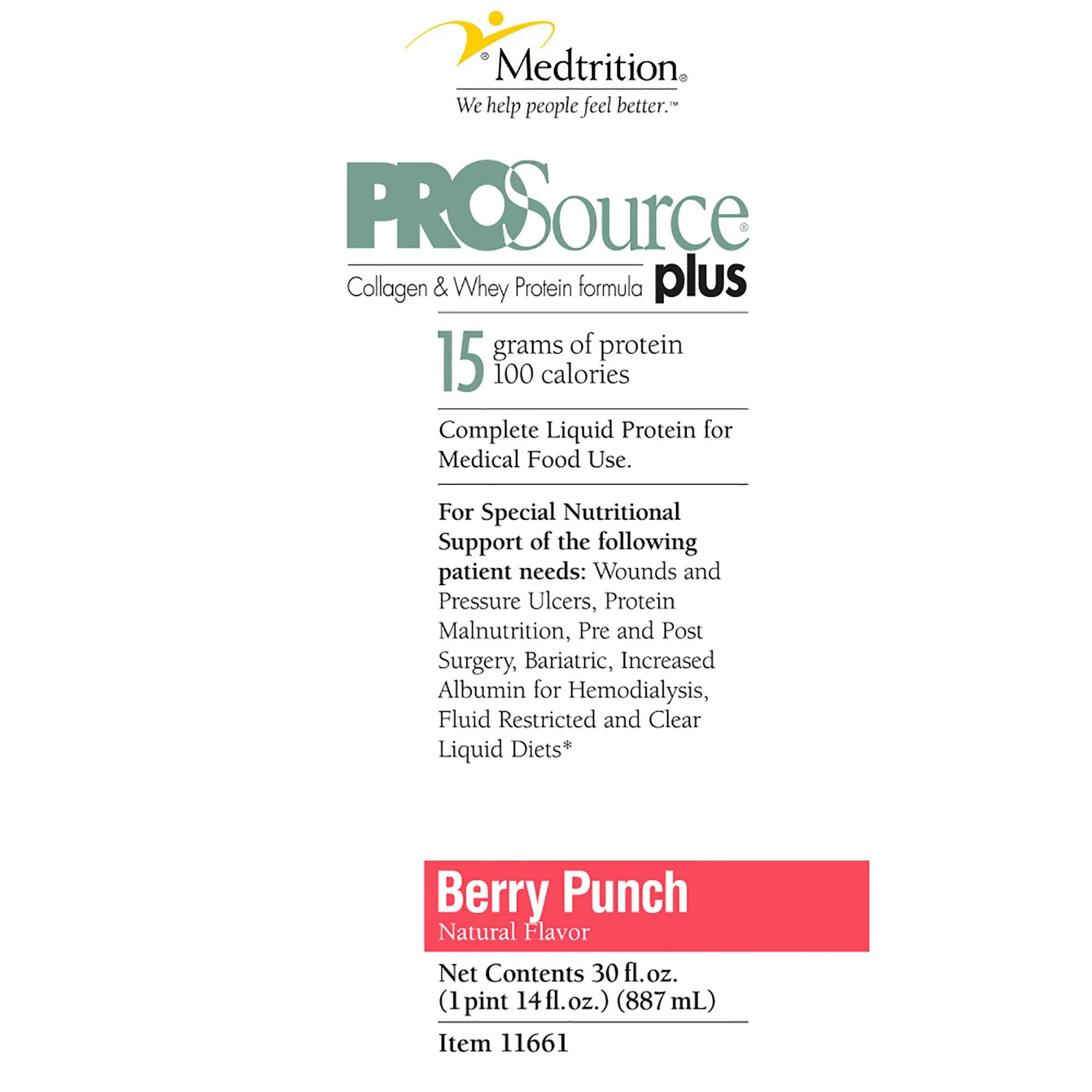 ProSource Plus Oral Supplement Berry Punch 30 oz Bottle - Image 2