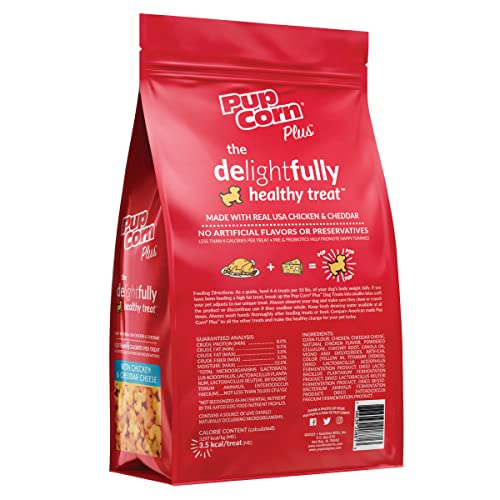 Pup Corn Plus - Puffed Dog Treats with Prebiotics and Probiotics - Chicken & Cheddar Cheese (14.5oz) - Made in USA - Image 13