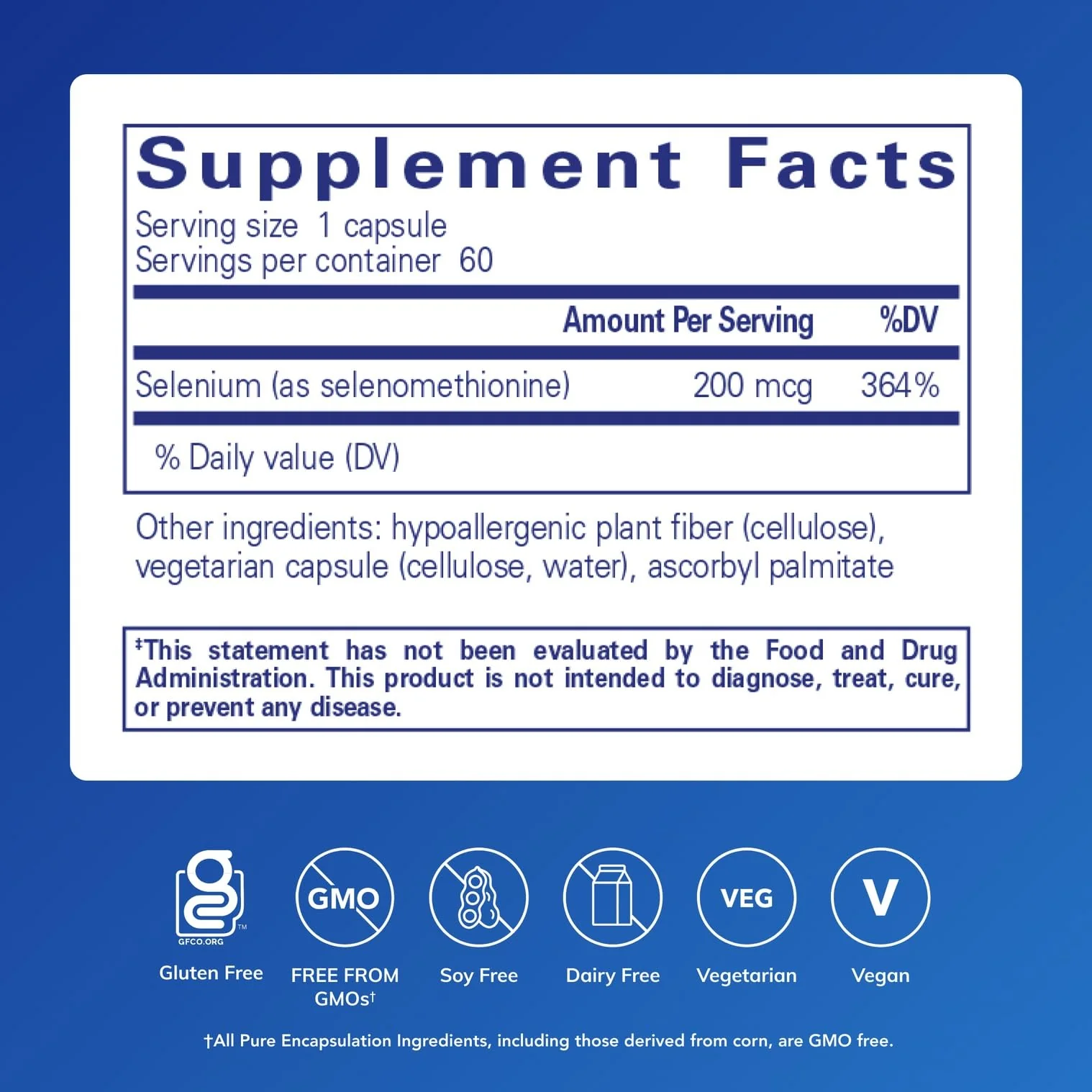 Pure Encapsulations Selenium - 200 mcg - for Healthy Cellular Function, Immune System & Antioxidant Defenses - Mineral Supplement - Vegan & Gluten Free - 60 Capsules - Image 7