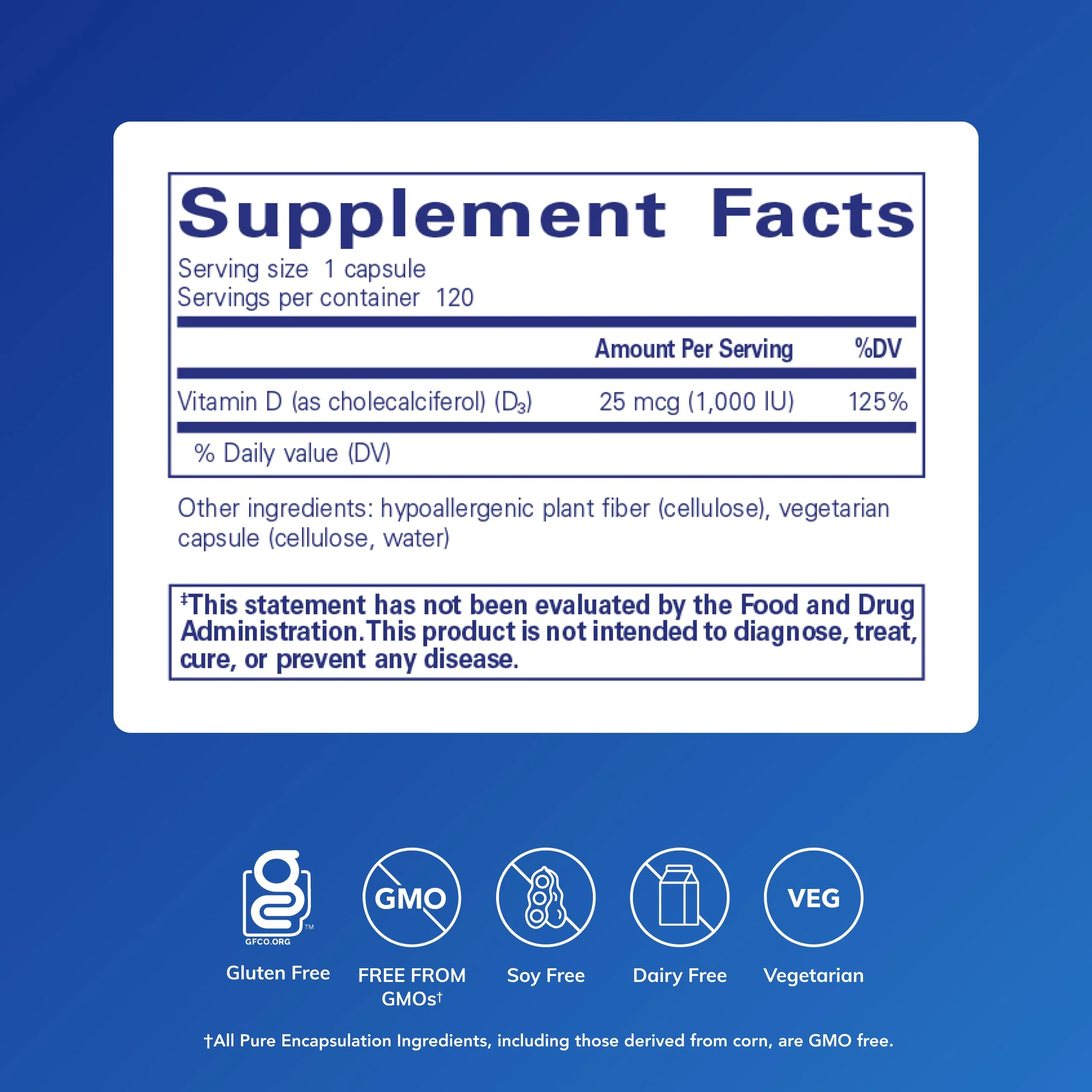 Pure Encapsulations Vitamin D3 25 mcg (1,000 IU) - Supplement to Support Bone, Joint, Breast, Heart, Colon & Immune Health - with Premium Vitamin D - 120 Capsules - Image 7
