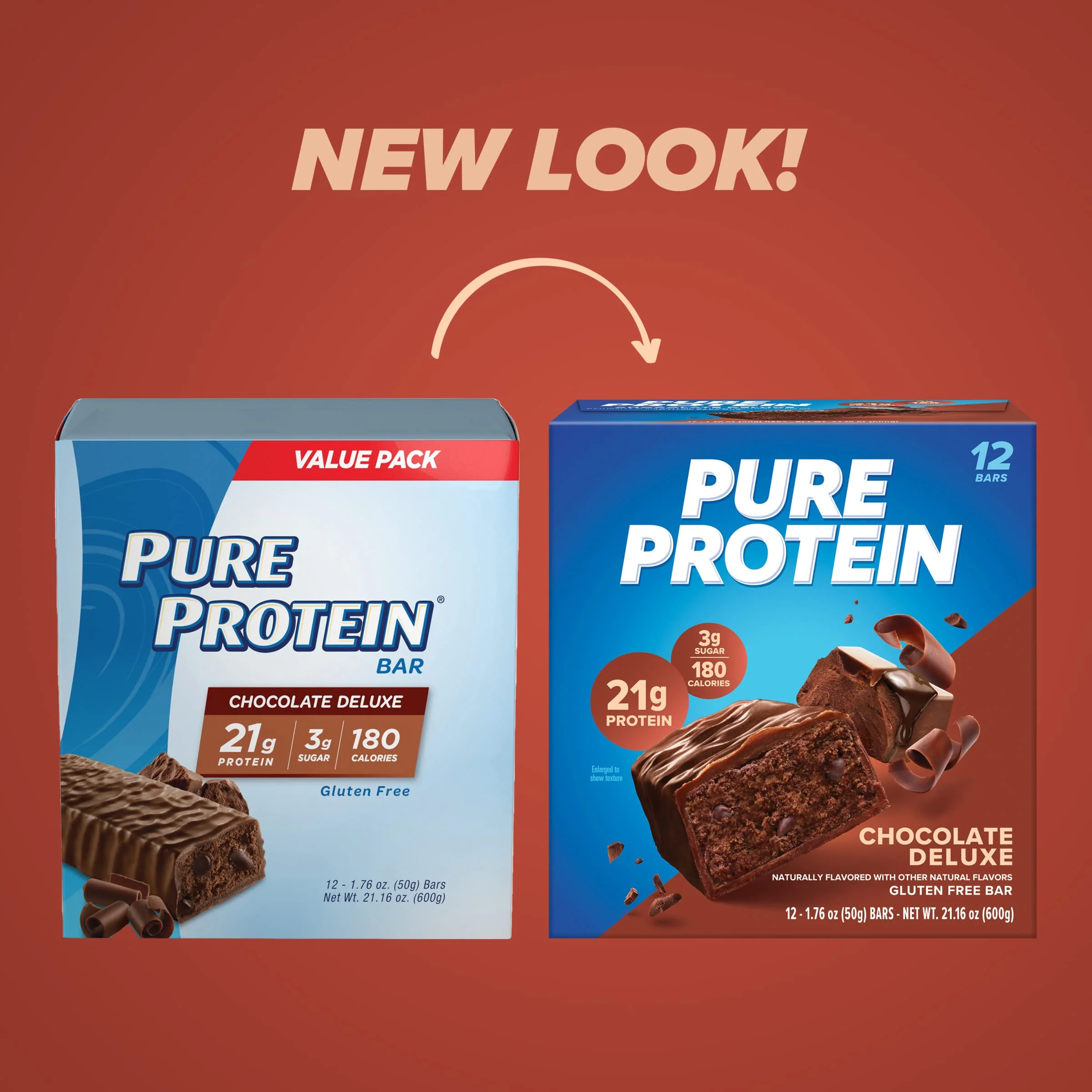 Pure Protein Chocolate Deluxe Protein Bars – 21g Protein, 3g Sugar, 190 Calories (12 count) Low Sugar* High Protein Snack - Gluten Free - Perfect for a Healthy Snack - Image 5