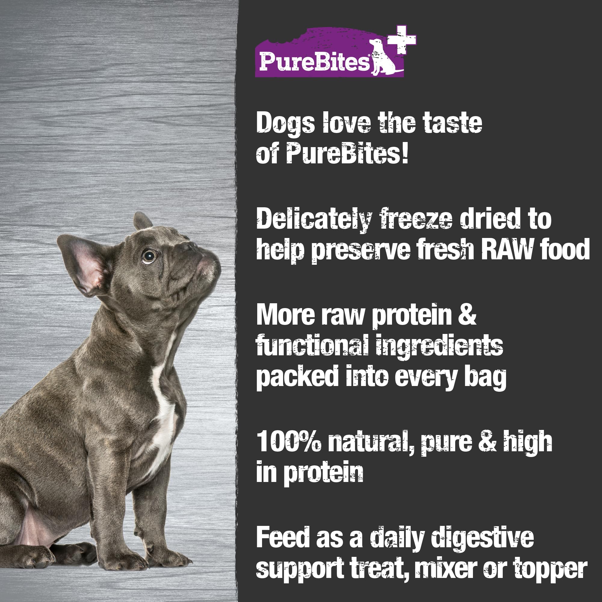 PureBites+ Gut & Digestion Freeze Dried Dog Treats, 5 Ingredients, Made in USA, 3oz - Image 3