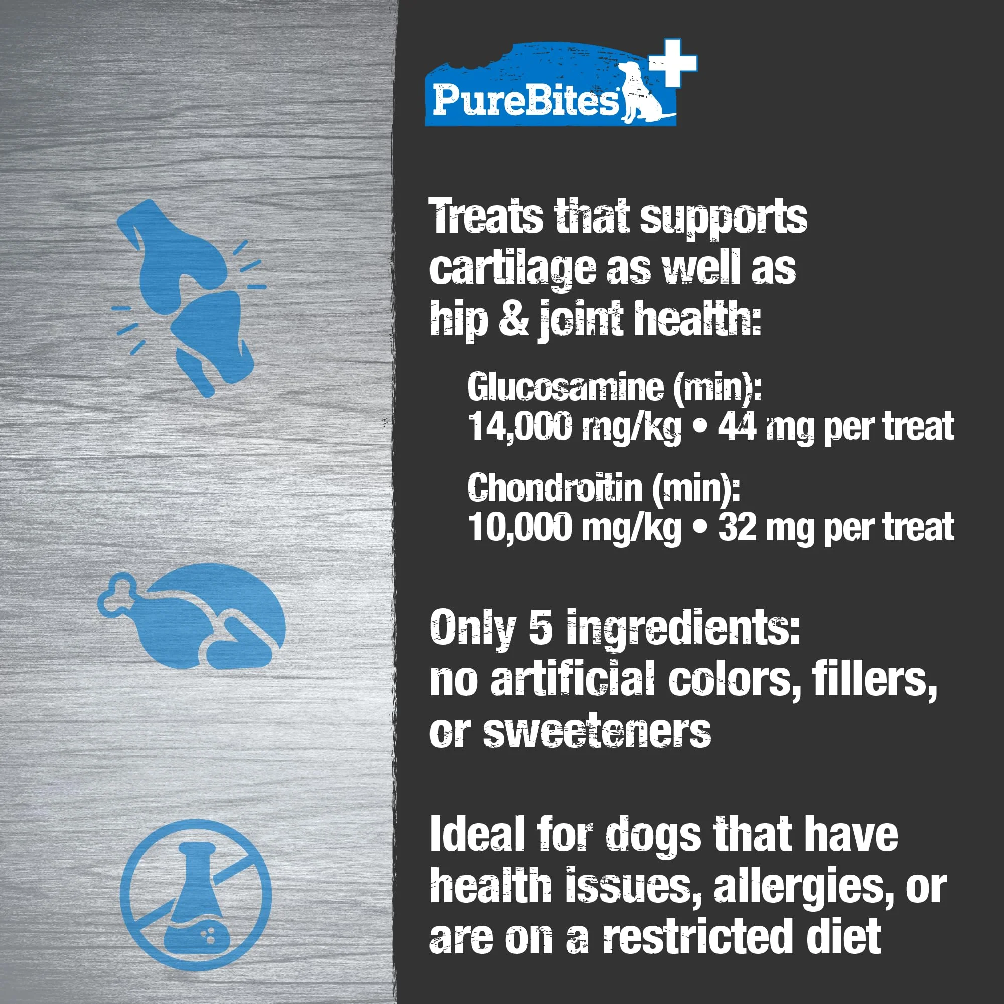 PureBites+ Hip & Joint Freeze Dried Dog Treats, 5 Ingredients, Made in USA, 3oz - Image 2