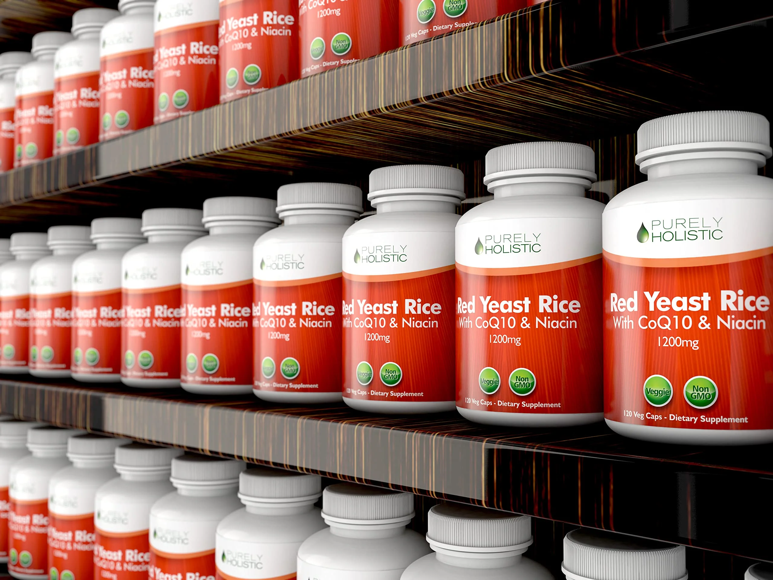 Purely Holistic Red Yeast Rice 1200mg with CoQ10 Supplement & Flush Free Niacin 120 Extra Strength Vegetarian Capsules – Advanced Healthy Heart Formula - Non-Irradiated, Citrinin Free - Image 3