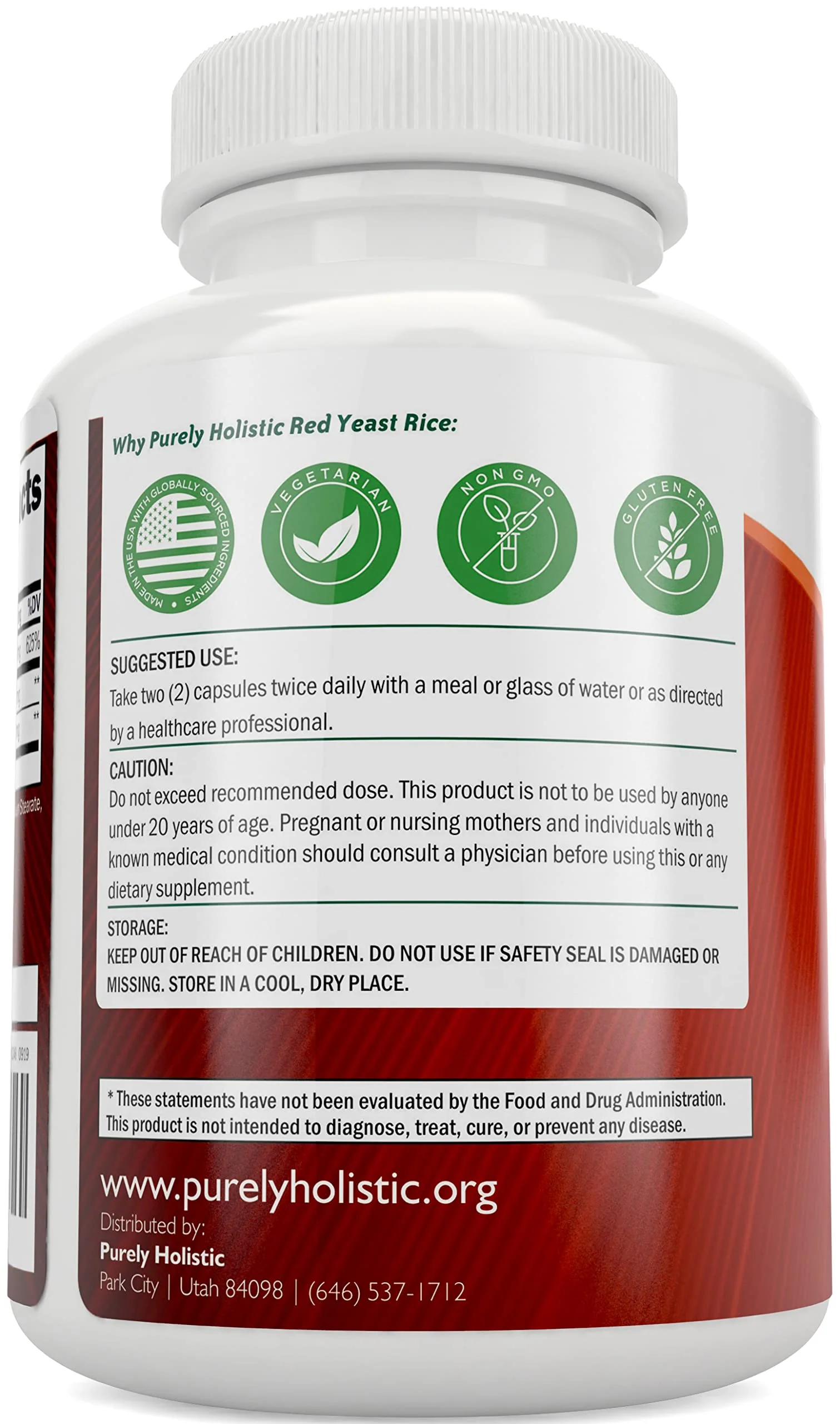 Purely Holistic Red Yeast Rice 1200mg with CoQ10 Supplement & Flush Free Niacin 120 Extra Strength Vegetarian Capsules – Advanced Healthy Heart Formula - Non-Irradiated, Citrinin Free - Image 5