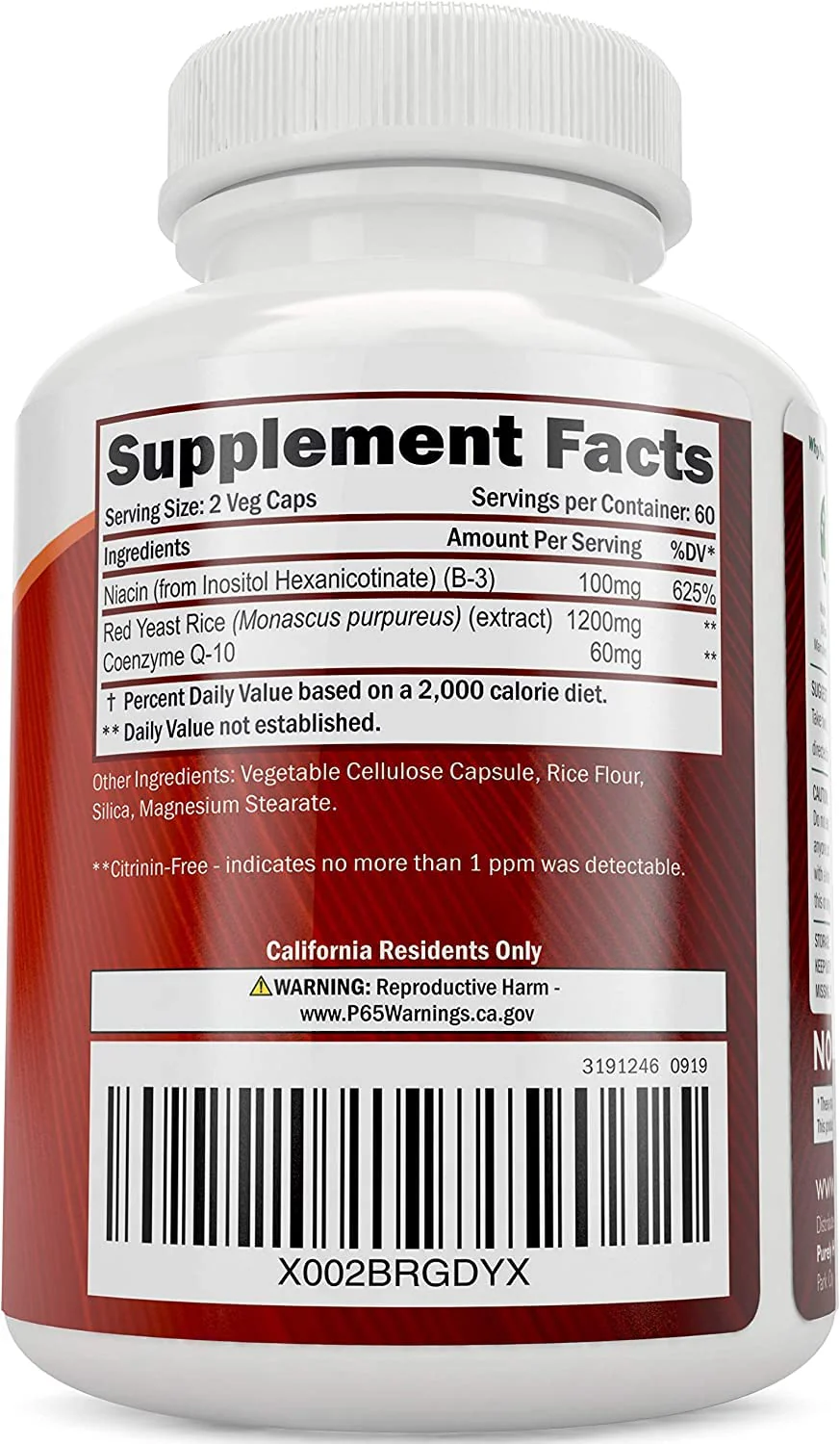 Purely Holistic Red Yeast Rice 1200mg with CoQ10 Supplement & Flush Free Niacin 120 Extra Strength Vegetarian Capsules – Advanced Healthy Heart Formula - Non-Irradiated, Citrinin Free - Image 6