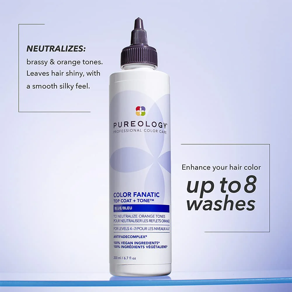 Pureology Color Fanatic Top Coat + Tone Blue High-Gloss Hair Toner | Toning Hair Gloss for Color-Treated Hair | Glaze For Dark Blonde to Brunette Hair | 6.7 Fl Oz - Image 8