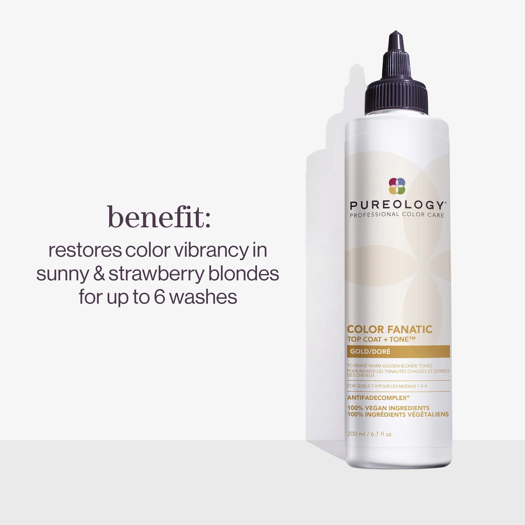 Pureology Color Fanatic Top Coat + Tone Gold High-Gloss Hair Toner | Hair Gloss for Color-Treated Hair | Glaze For Warm Strawberry Blonde Hair | 6.7 Fl Oz - Image 6