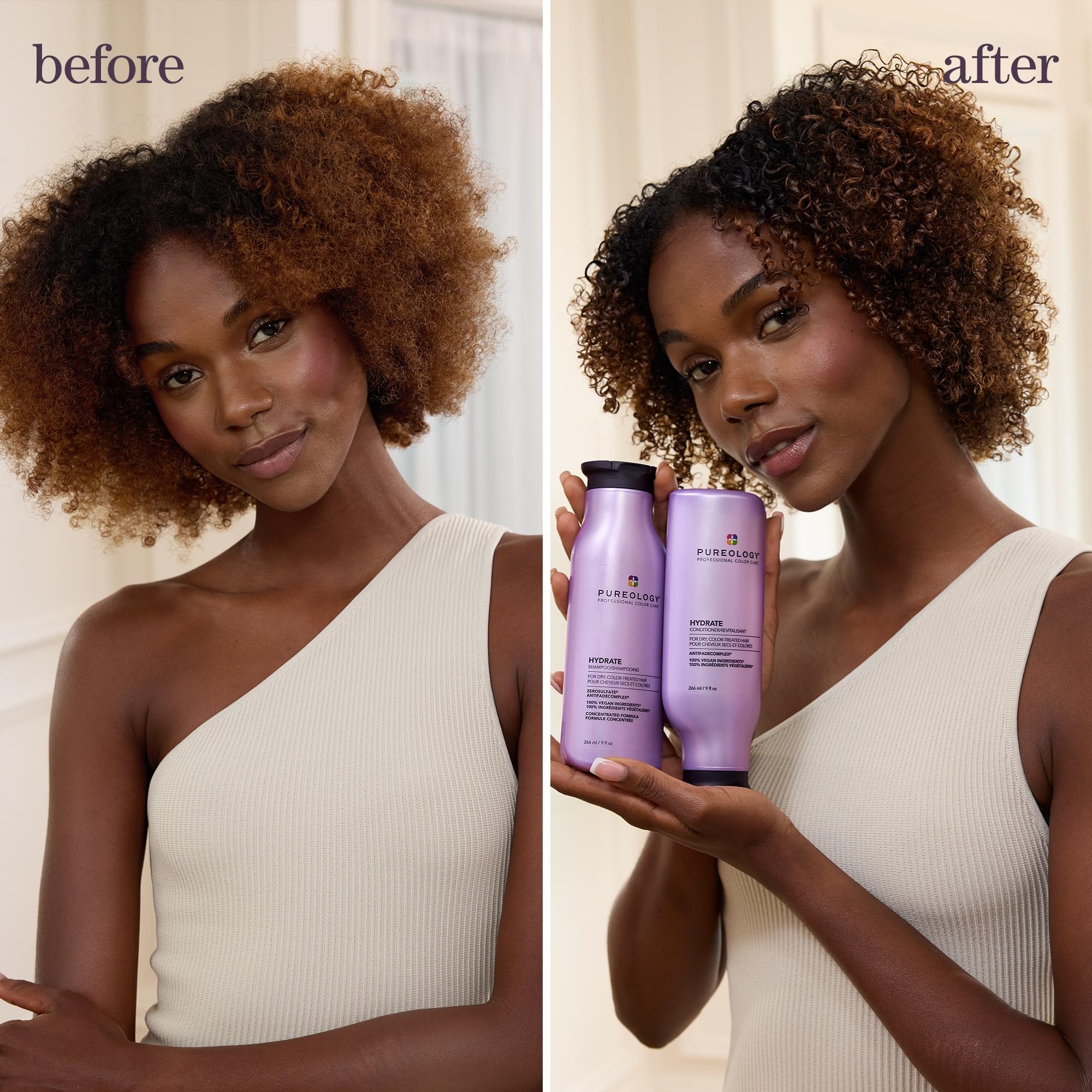 Pureology Hydrate Shampoo & Conditioner Set - For Dry or Color-Treated Hair, Intense Hydration & Softness, With Rose Extract & Green Tea, Vegan & Sulfate-Free, 9 Fl Oz - Image 6