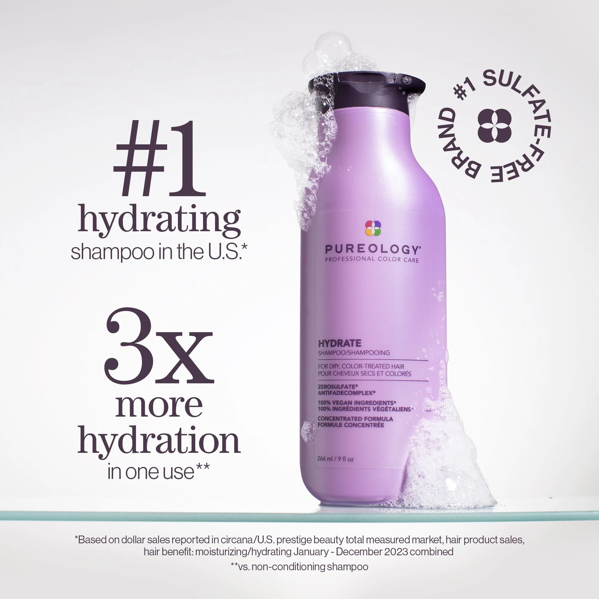 Pureology Hydrate Shampoo - For Dry or Color Treated Hair, Moisturizing Shampoo For Hydration & Softness, With Rose Extract & Green Tea, Vegan & Sulfate-Free, 9 Fl Oz - Image 11