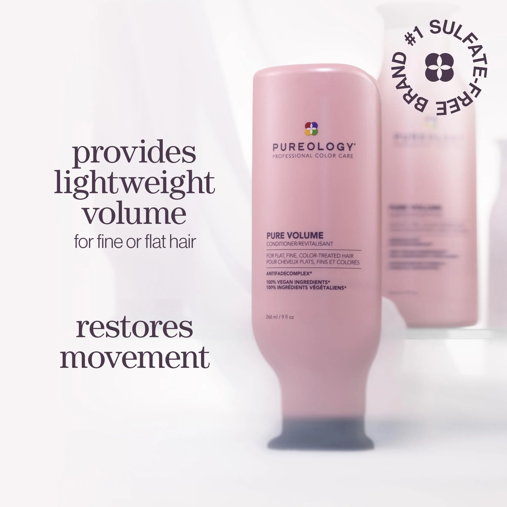 Pureology Pure Volume Conditioner - Enhances Volume and Movement, Lightweight Shampoo for Fine, Flat, Color Treated Hair, 9 Fl Oz - Image 10