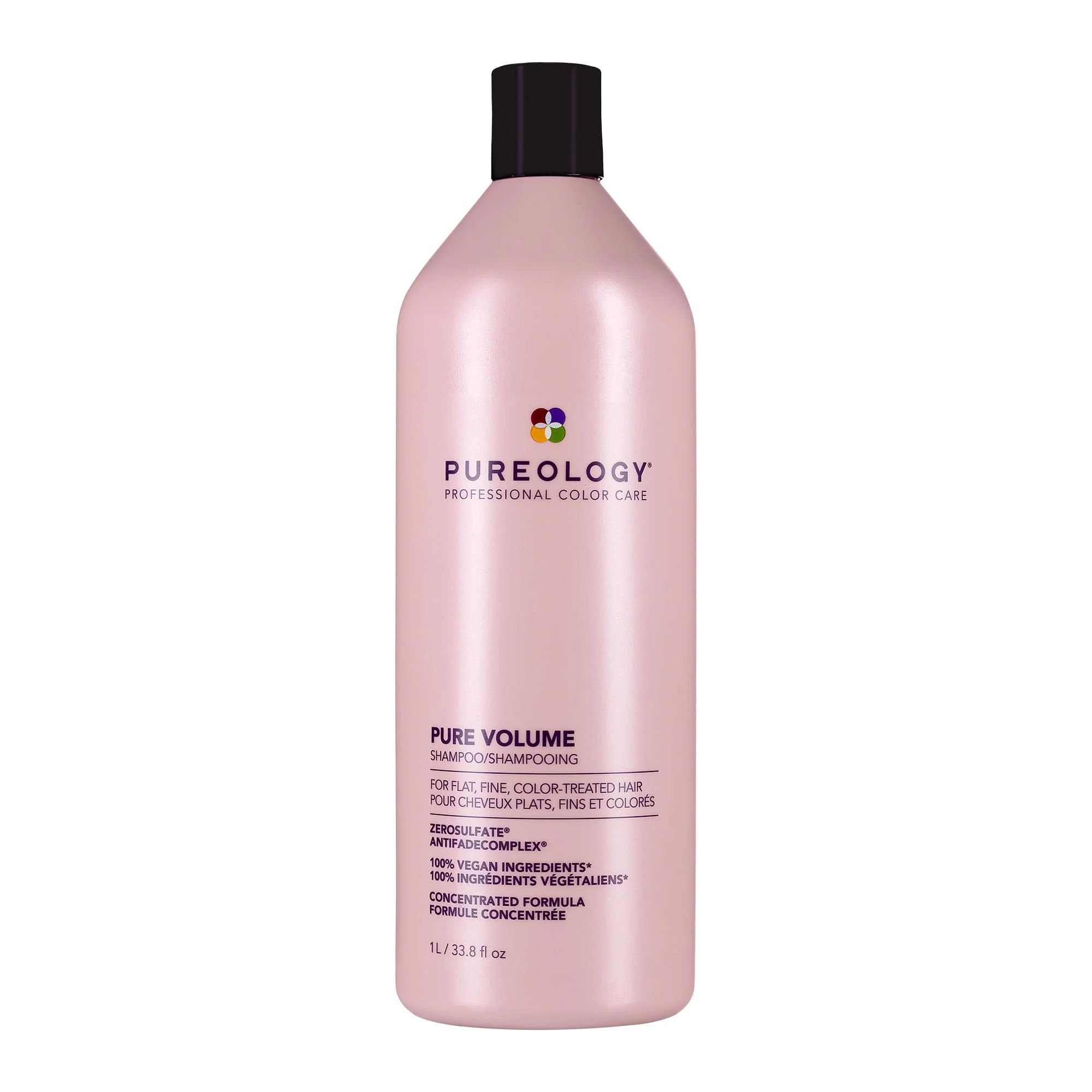 Pureology Pure Volume Shampoo - Enhances Volume and Movement, Lightweight Shampoo for Fine, Flat, Color Treated Hair, Sulfate-Free & Vegan, 33.8 Fl Oz